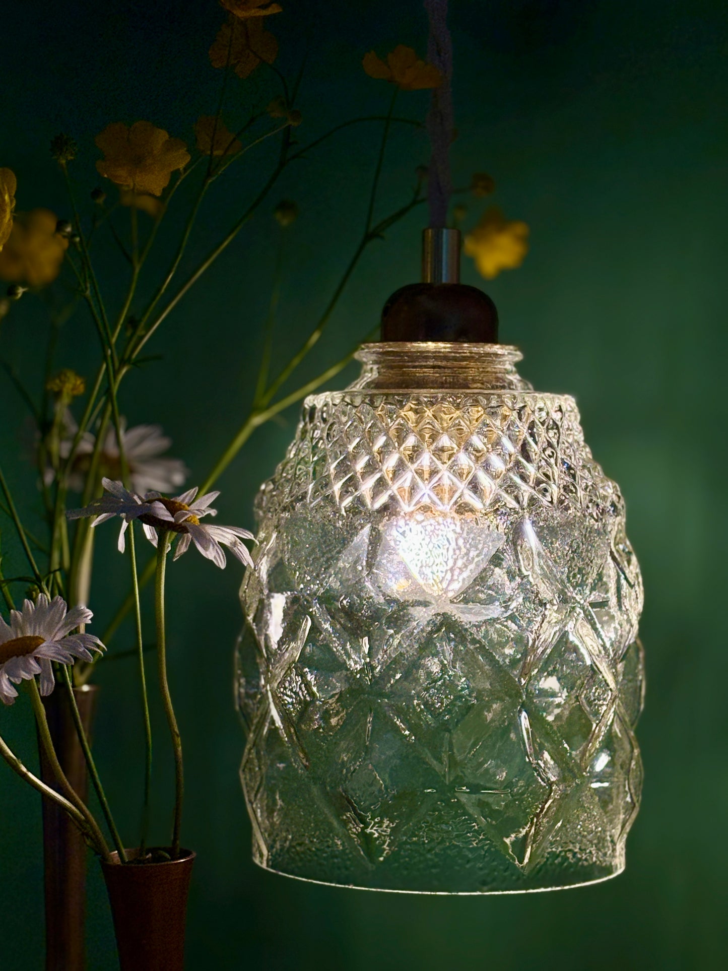 Suspension globe vintage en verre (BDO3)