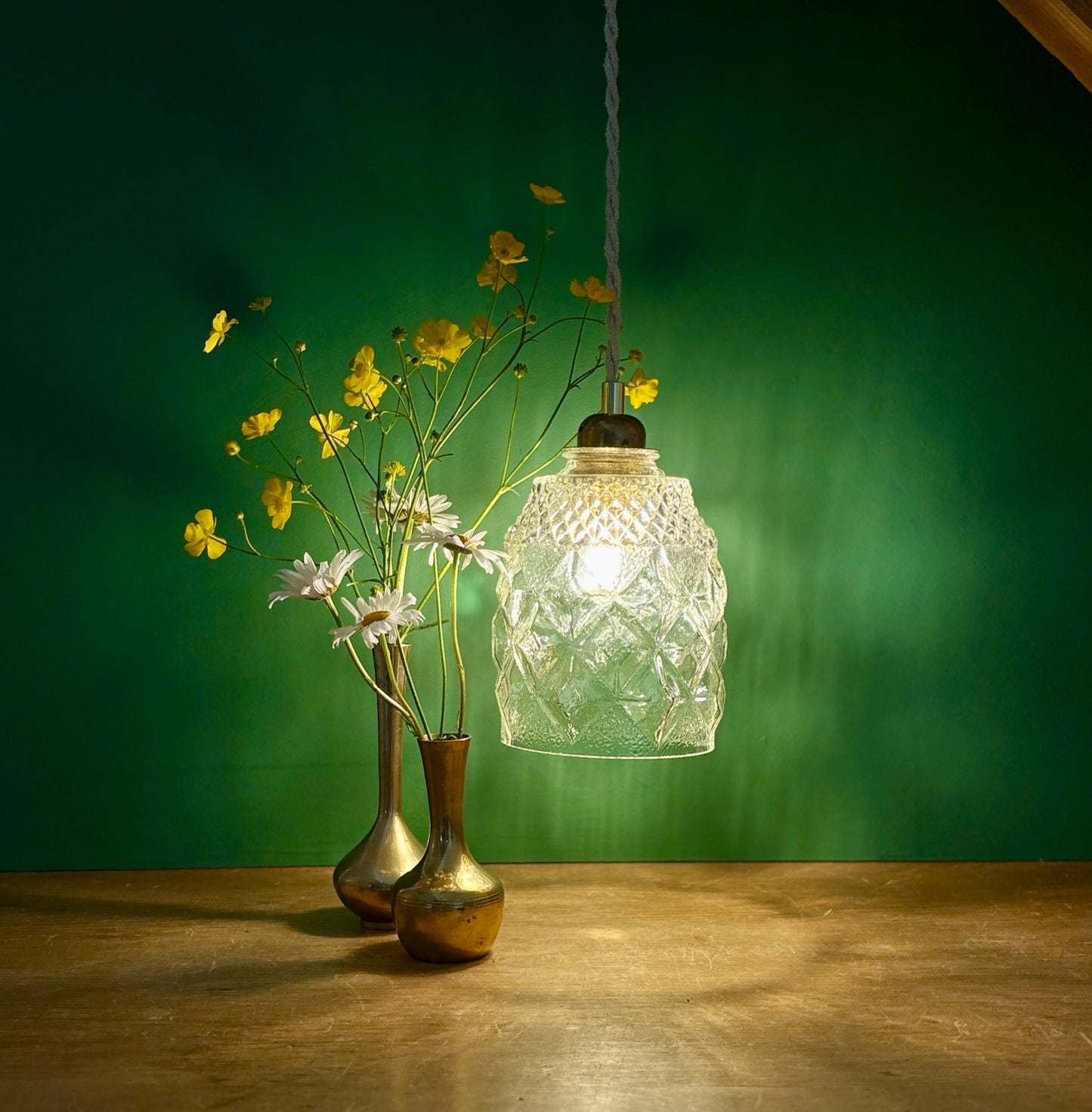 Suspension globe vintage en verre (BDO3)