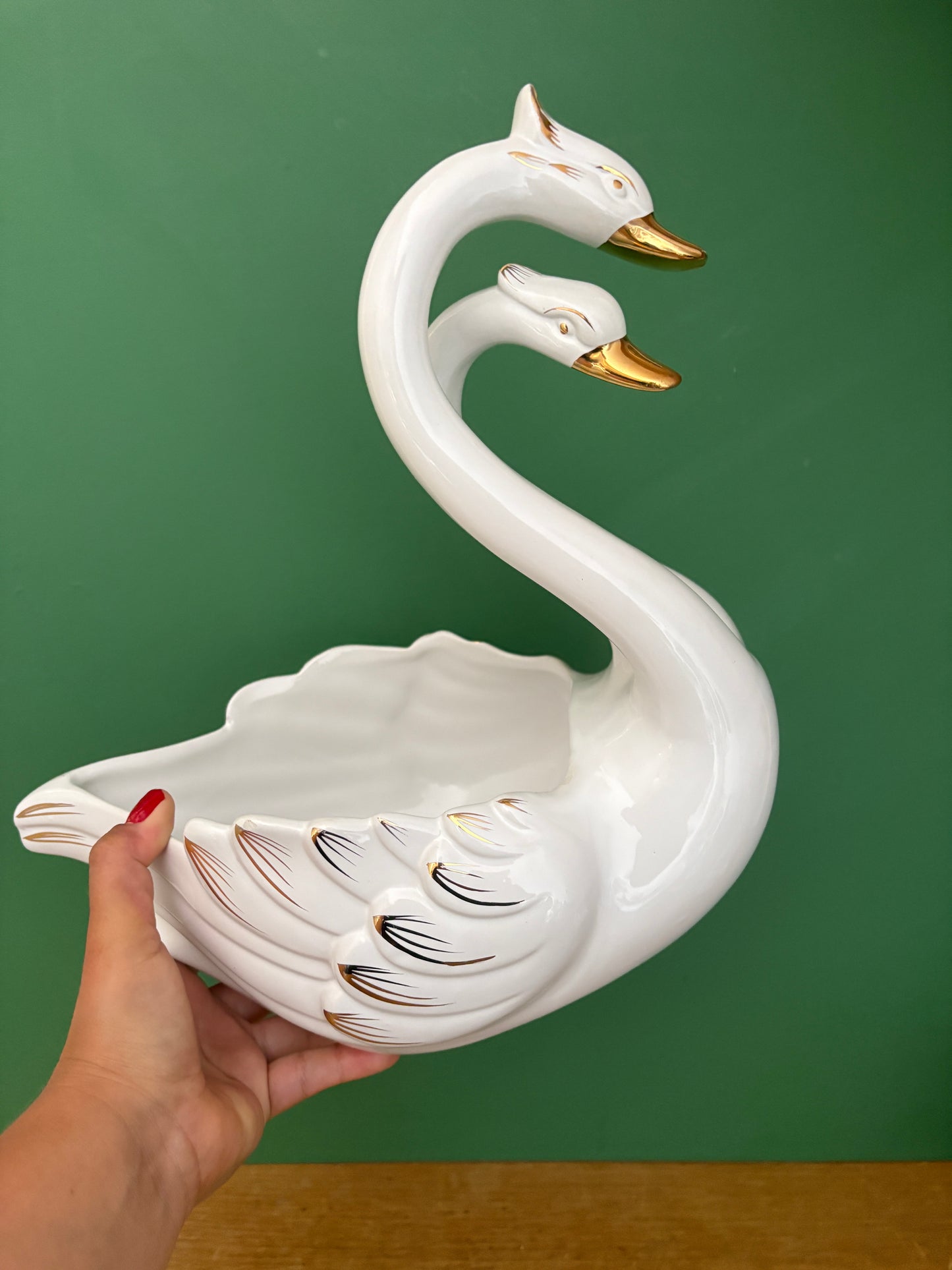 Duo de caches pots vintage - Cygnes en céramique