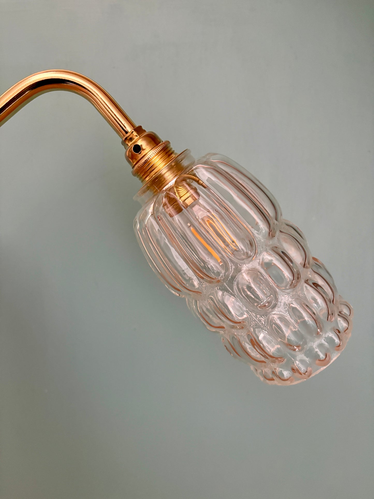 Applique coudée tulipe vintage en verre