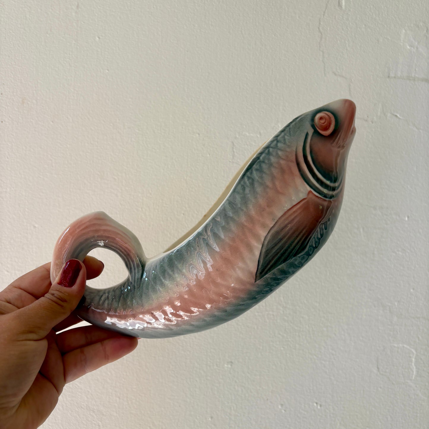 Saucière vintage Digoin en forme de poisson