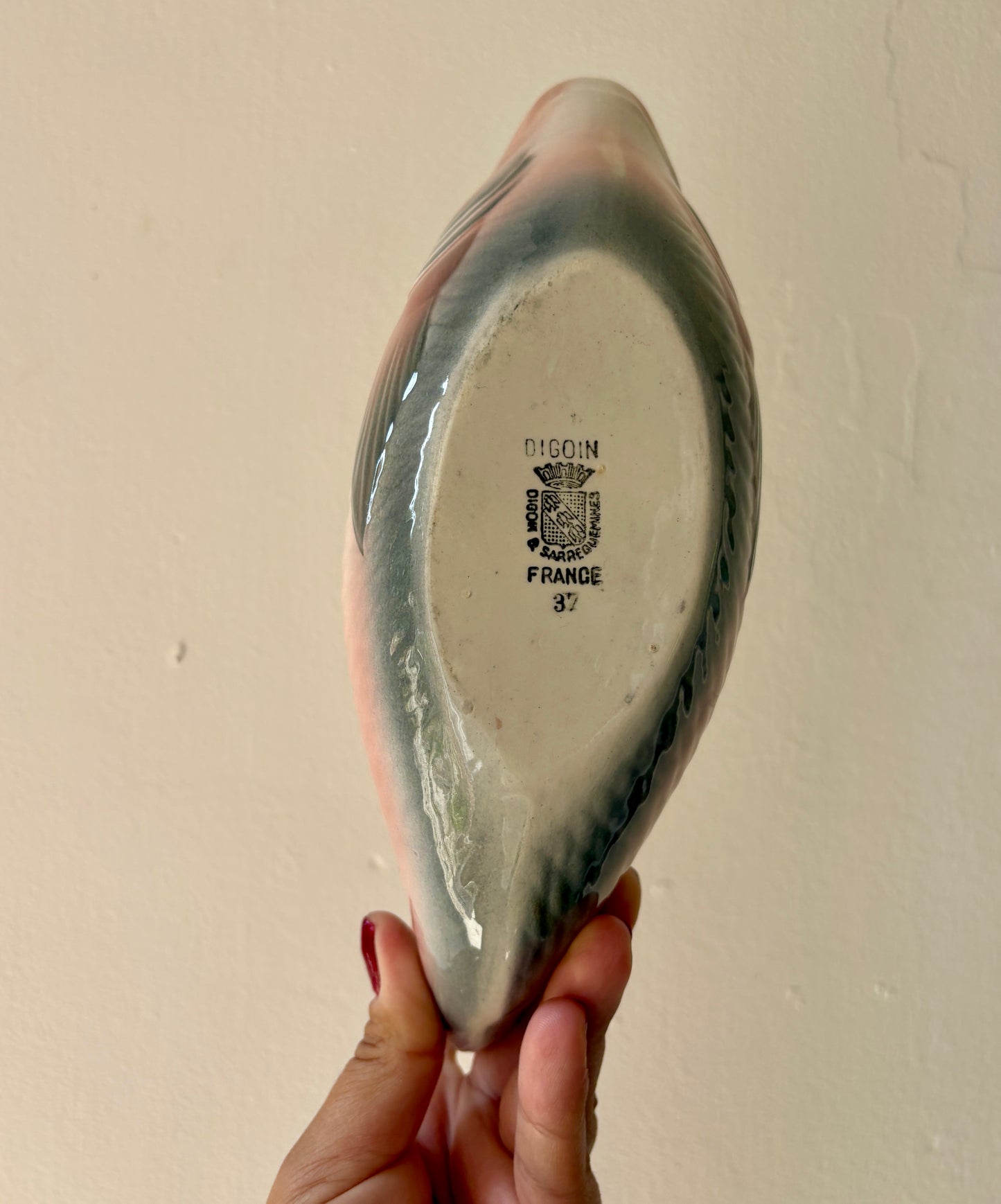 Saucière vintage Digoin en forme de poisson