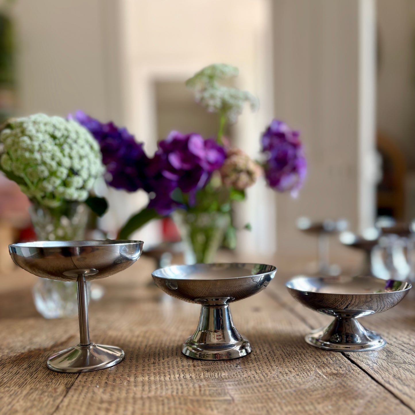 Lot de 16 coupes à dessert vintage en inox