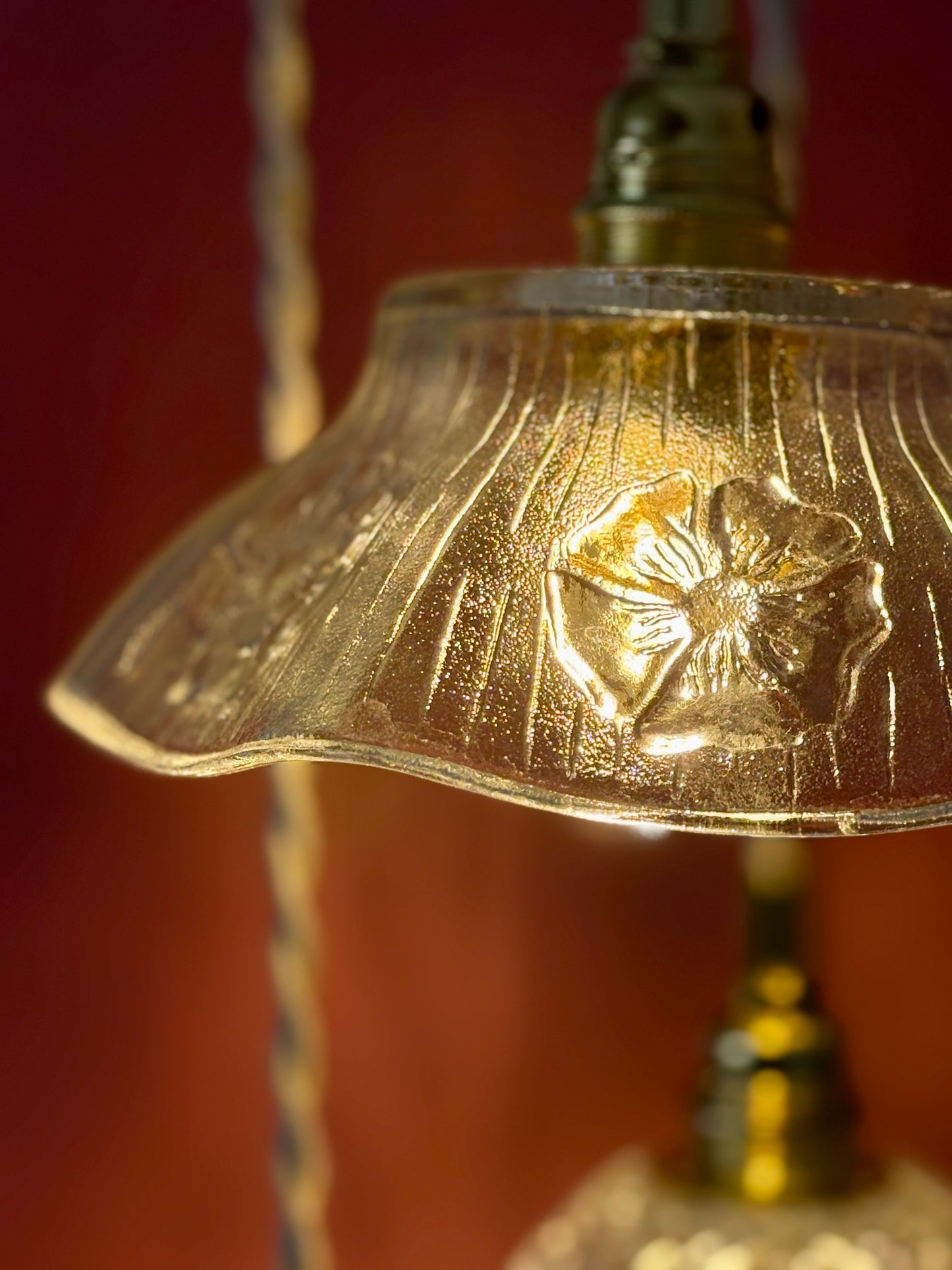 Suspension triple abat-jour vintage en verre - collection vaisselle
