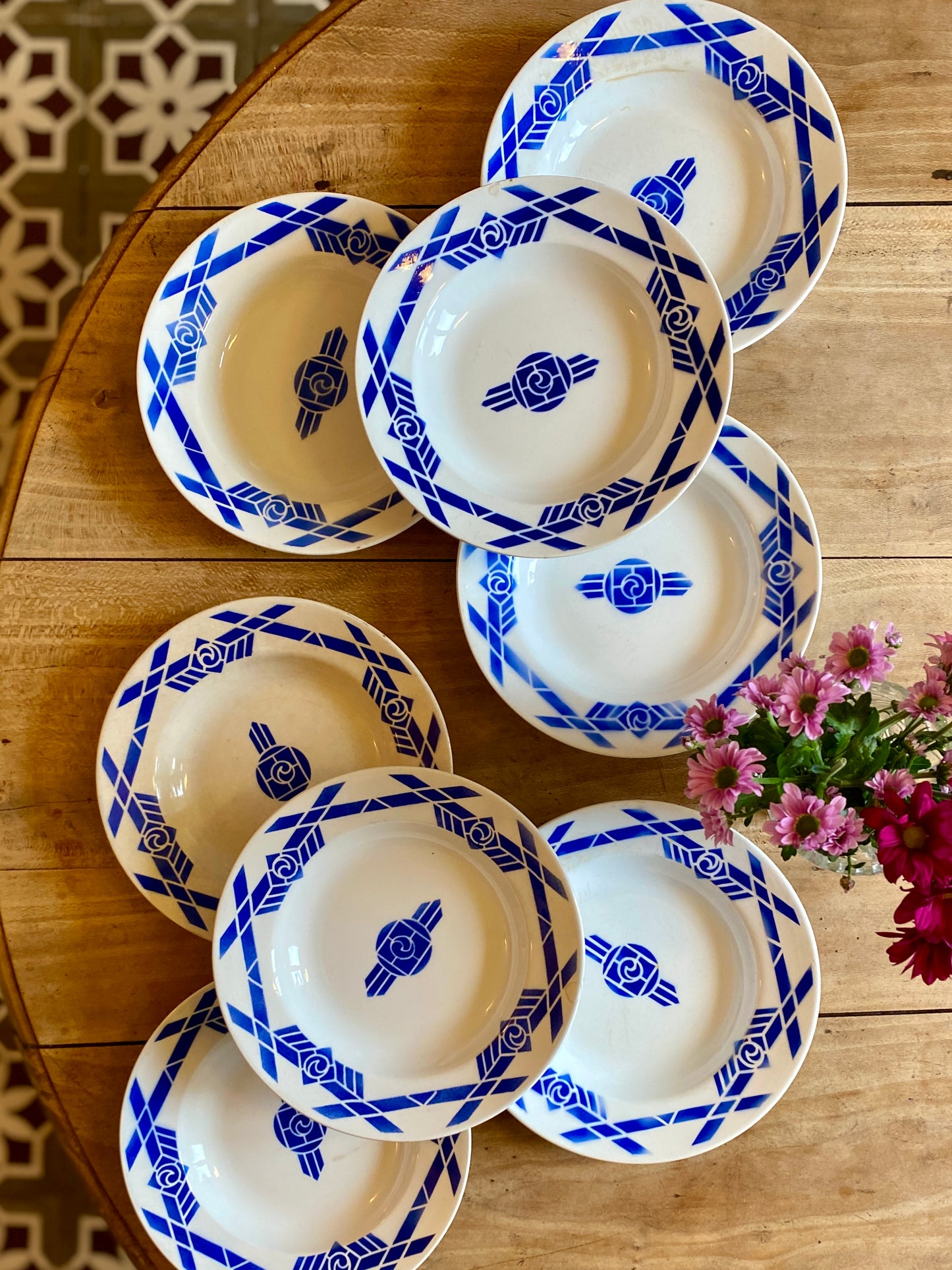 Lot de 8 assiettes creuse vintage modèle Nina de Moulin des Loups