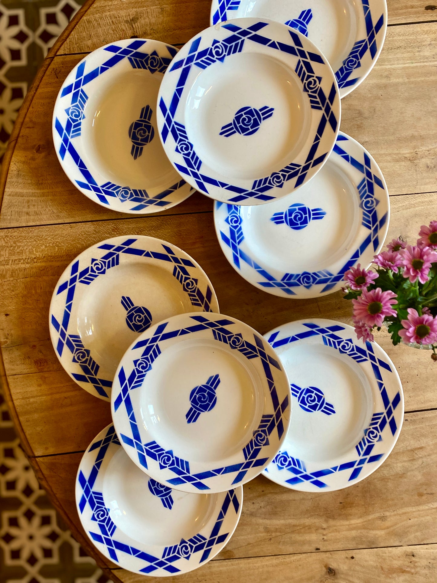 Lot de 8 assiettes creuse vintage modèle Nina de Moulin des Loups