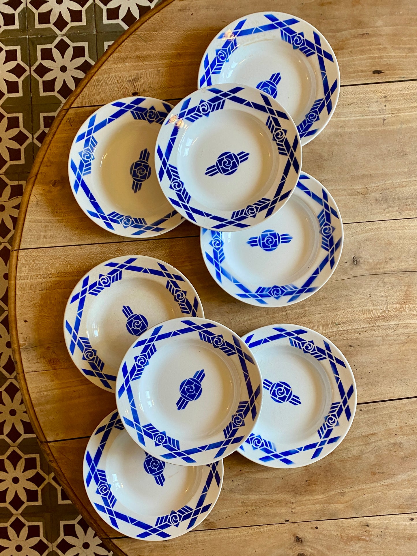 Lot de 8 assiettes creuse vintage modèle Nina de Moulin des Loups
