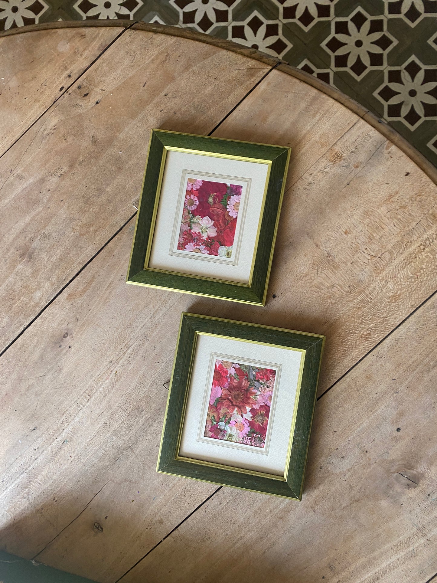 Lot de 2 Cadres vintage et fleurs séchées
