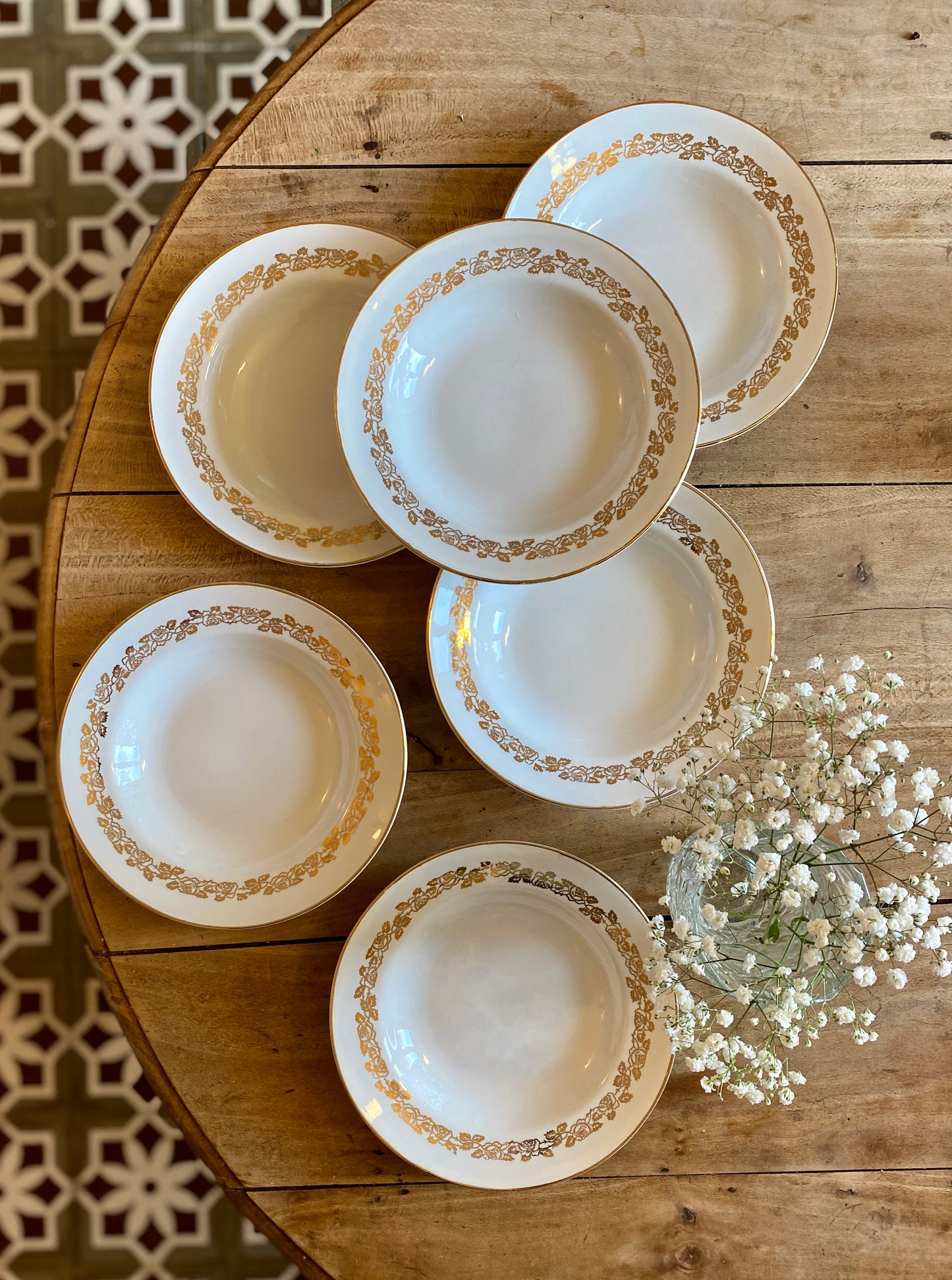 Lot de 6 assiettes creuses vintage Moulin des Loups