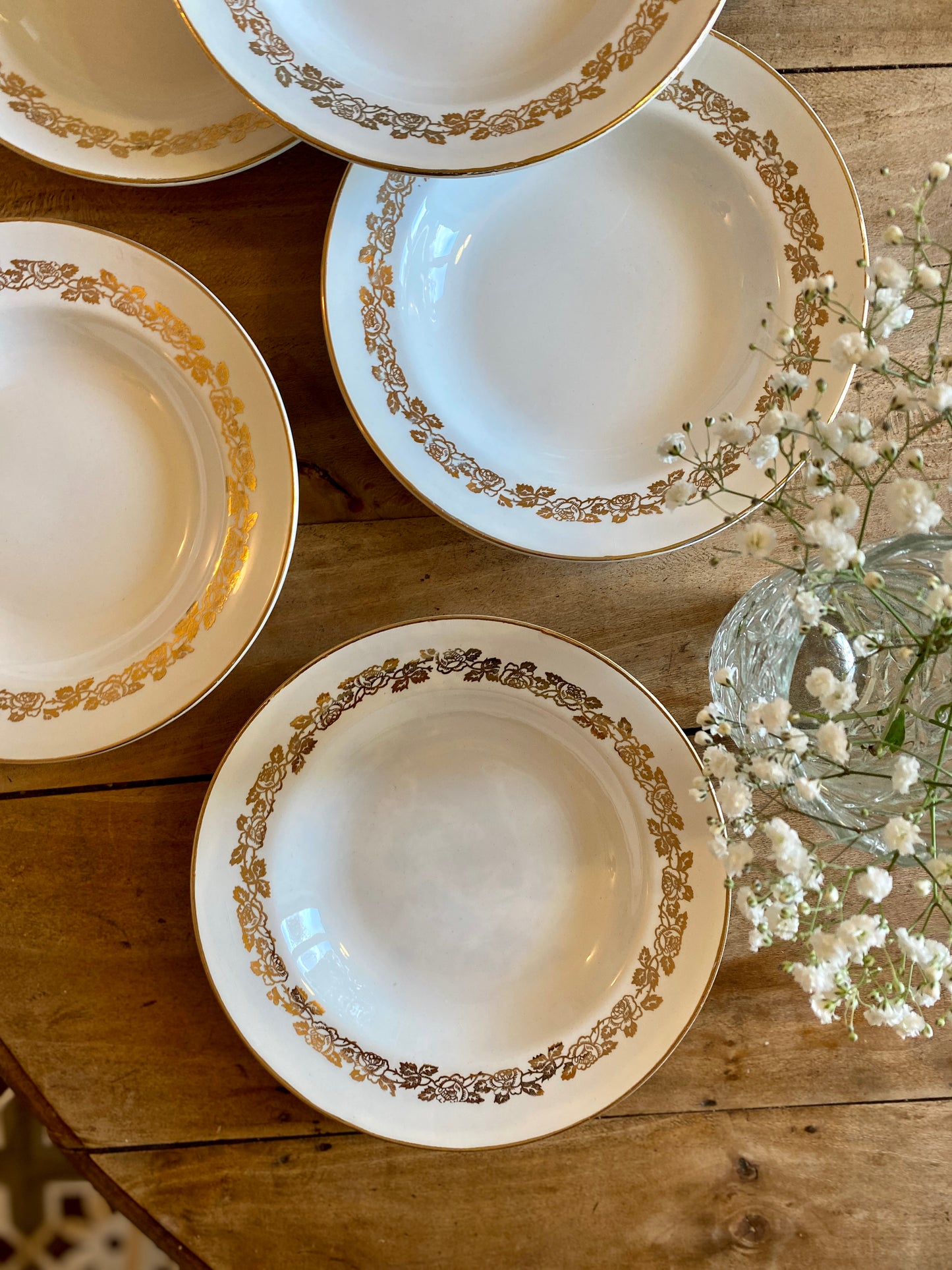 Lot de 6 assiettes creuses vintage Moulin des Loups