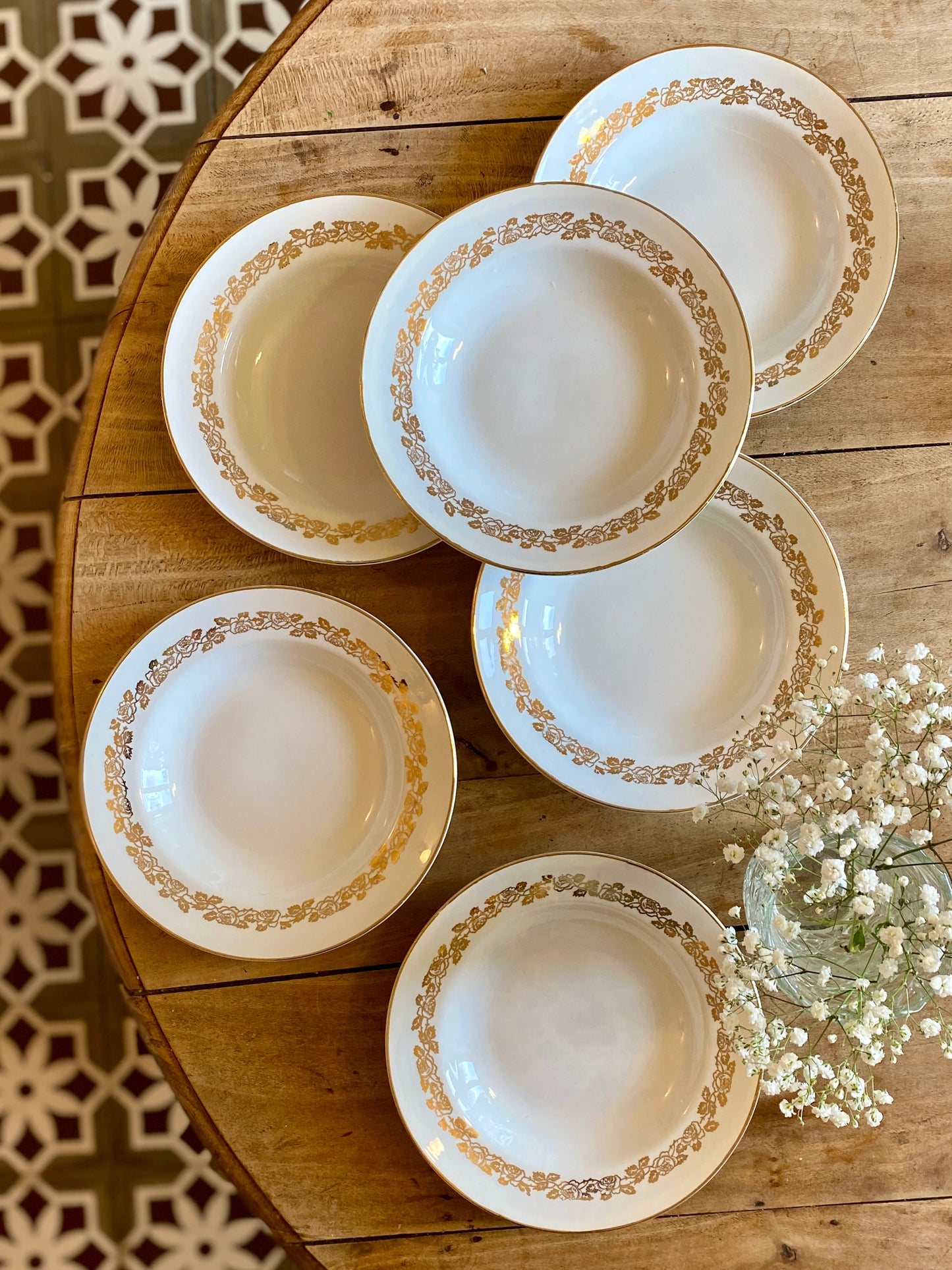 Lot de 6 assiettes creuses vintage Moulin des Loups