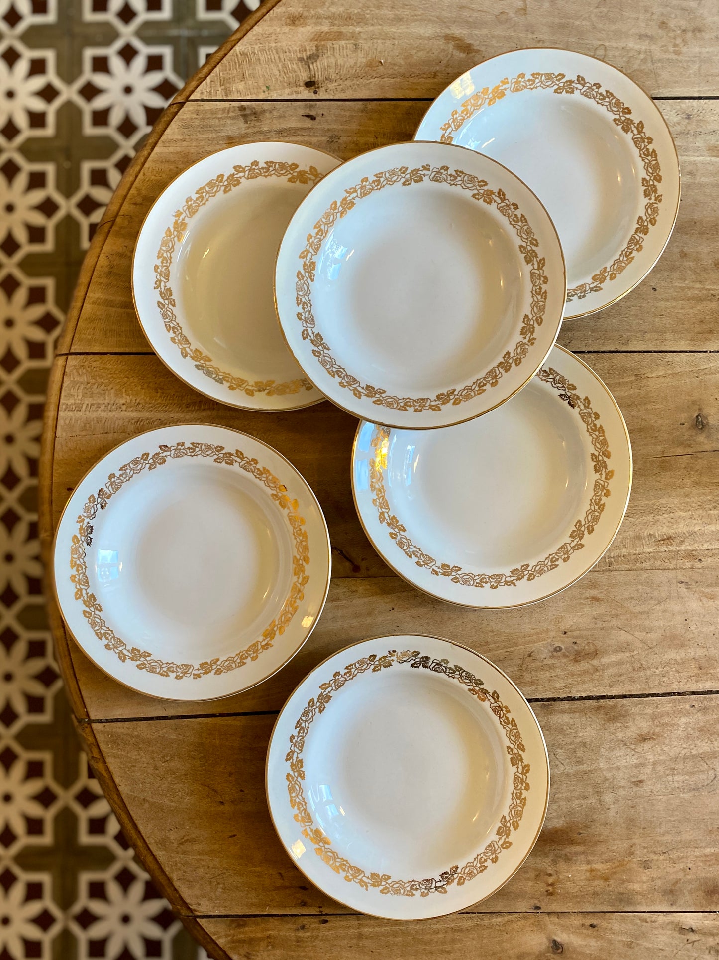 Lot de 6 assiettes creuses vintage Moulin des Loups