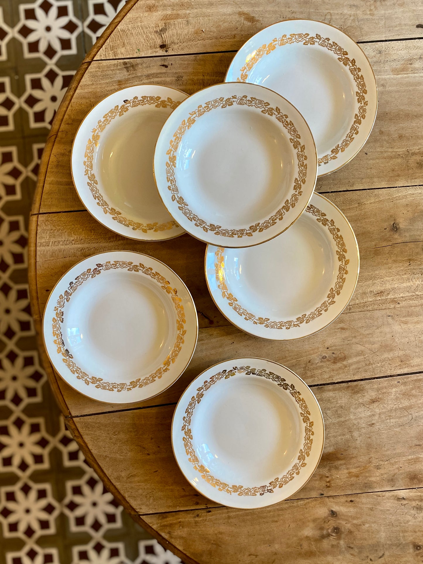 Lot de 6 assiettes creuses vintage Moulin des Loups