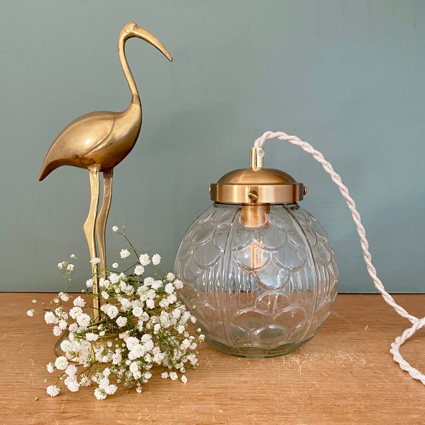 Baladeuse ou lampe à poser globe vintage art déco en verre