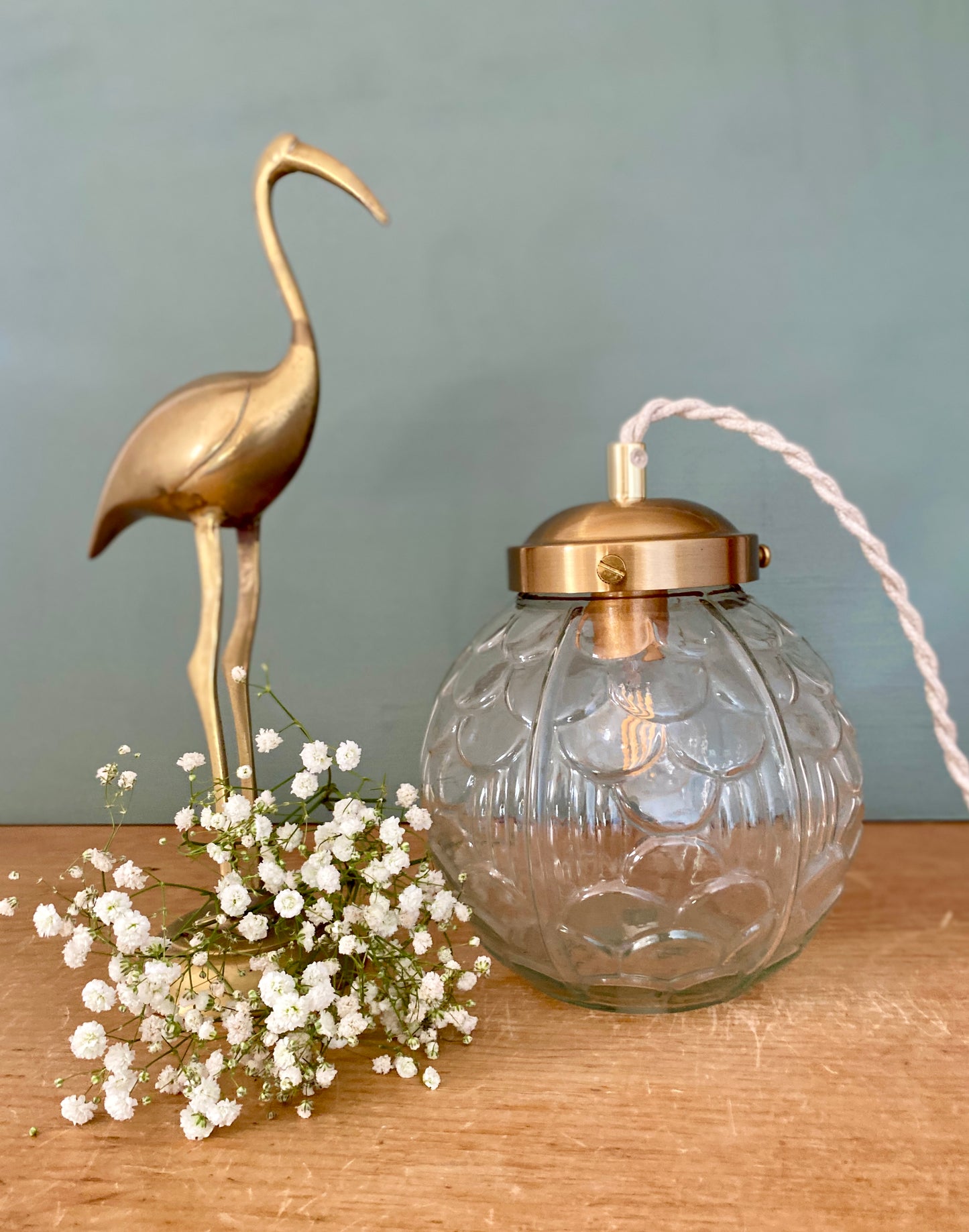 Baladeuse ou lampe à poser globe vintage art déco en verre