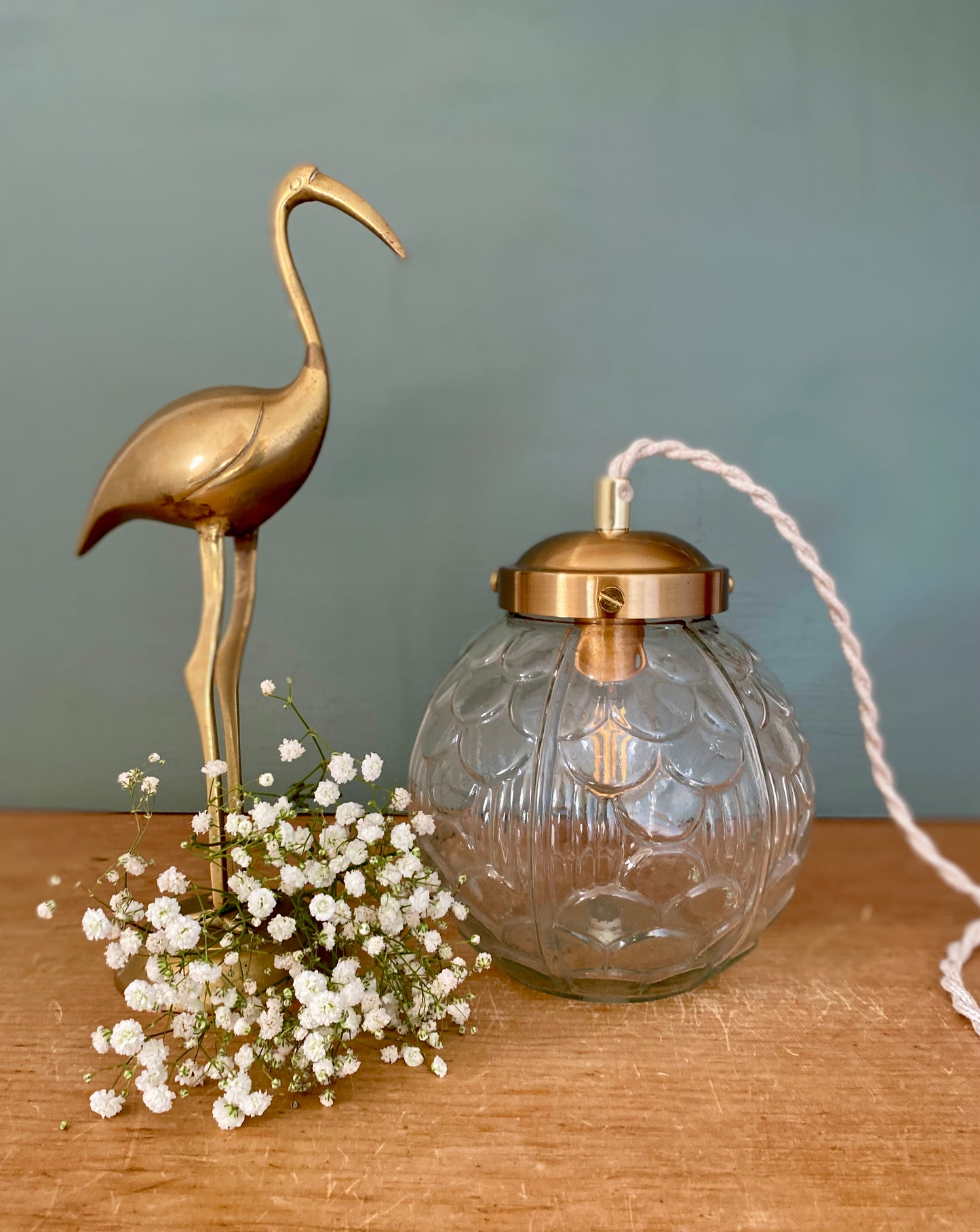 Baladeuse ou lampe à poser globe vintage art déco en verre