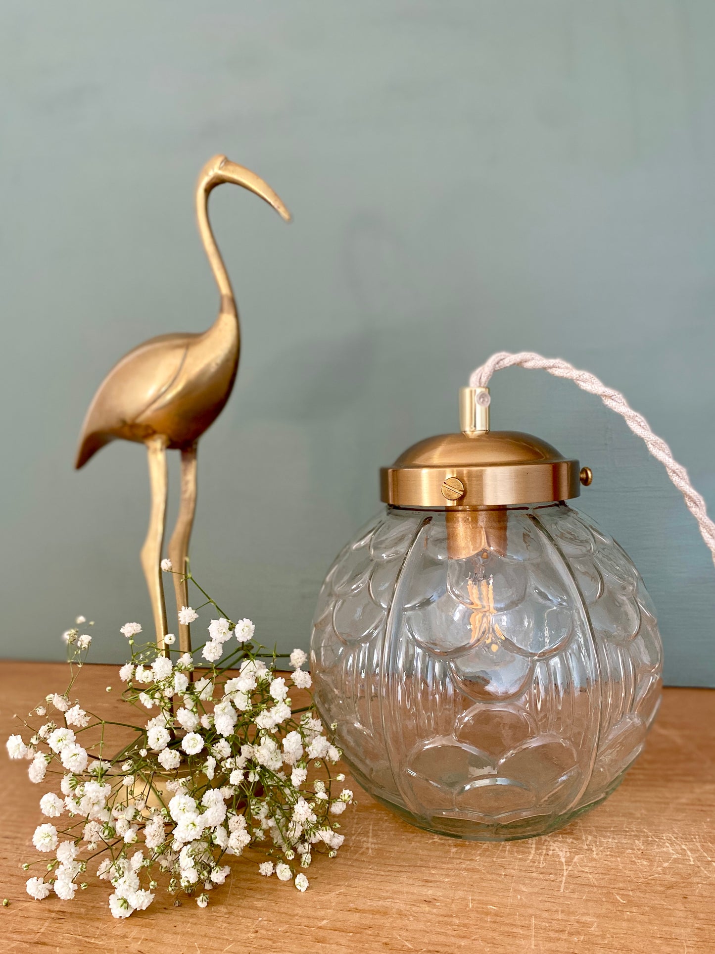 Baladeuse ou lampe à poser globe vintage art déco en verre