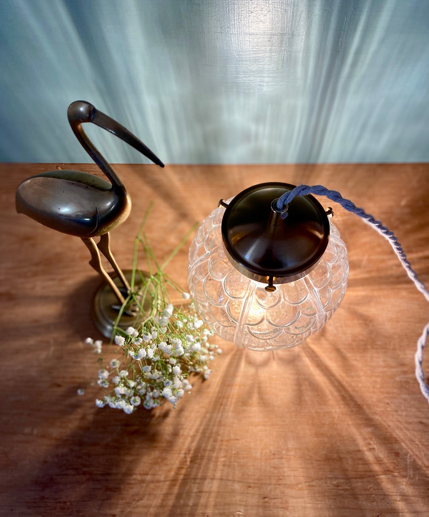 Baladeuse ou lampe à poser globe vintage art déco en verre