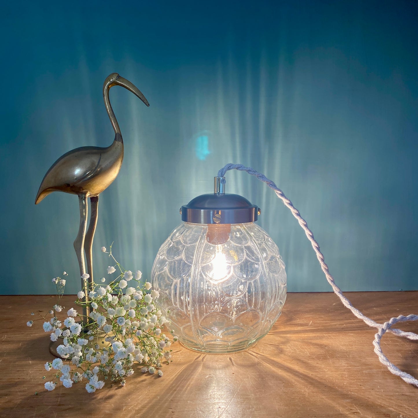 Baladeuse ou lampe à poser globe vintage art déco en verre