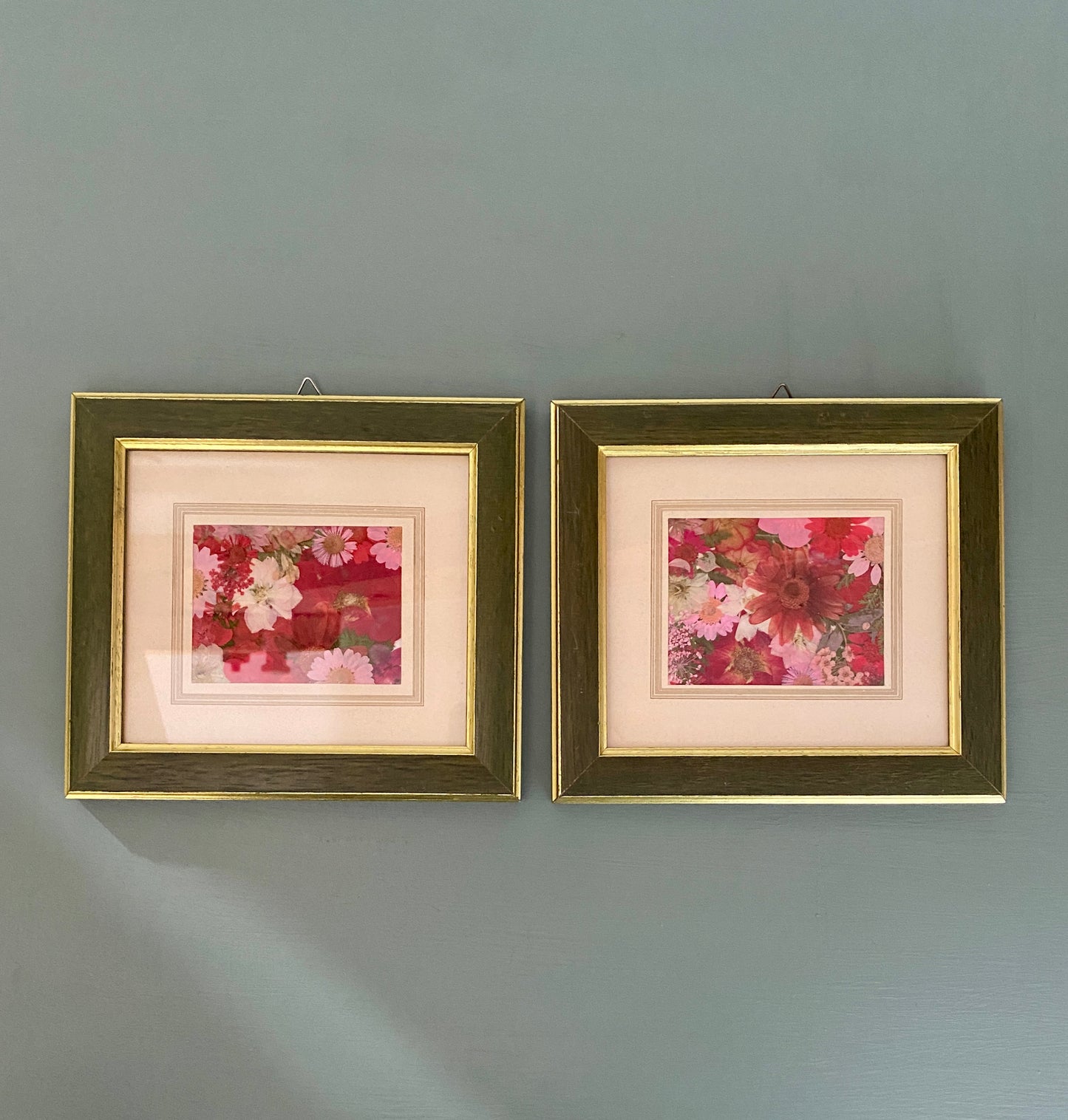 Lot de 2 Cadres vintage et fleurs séchées