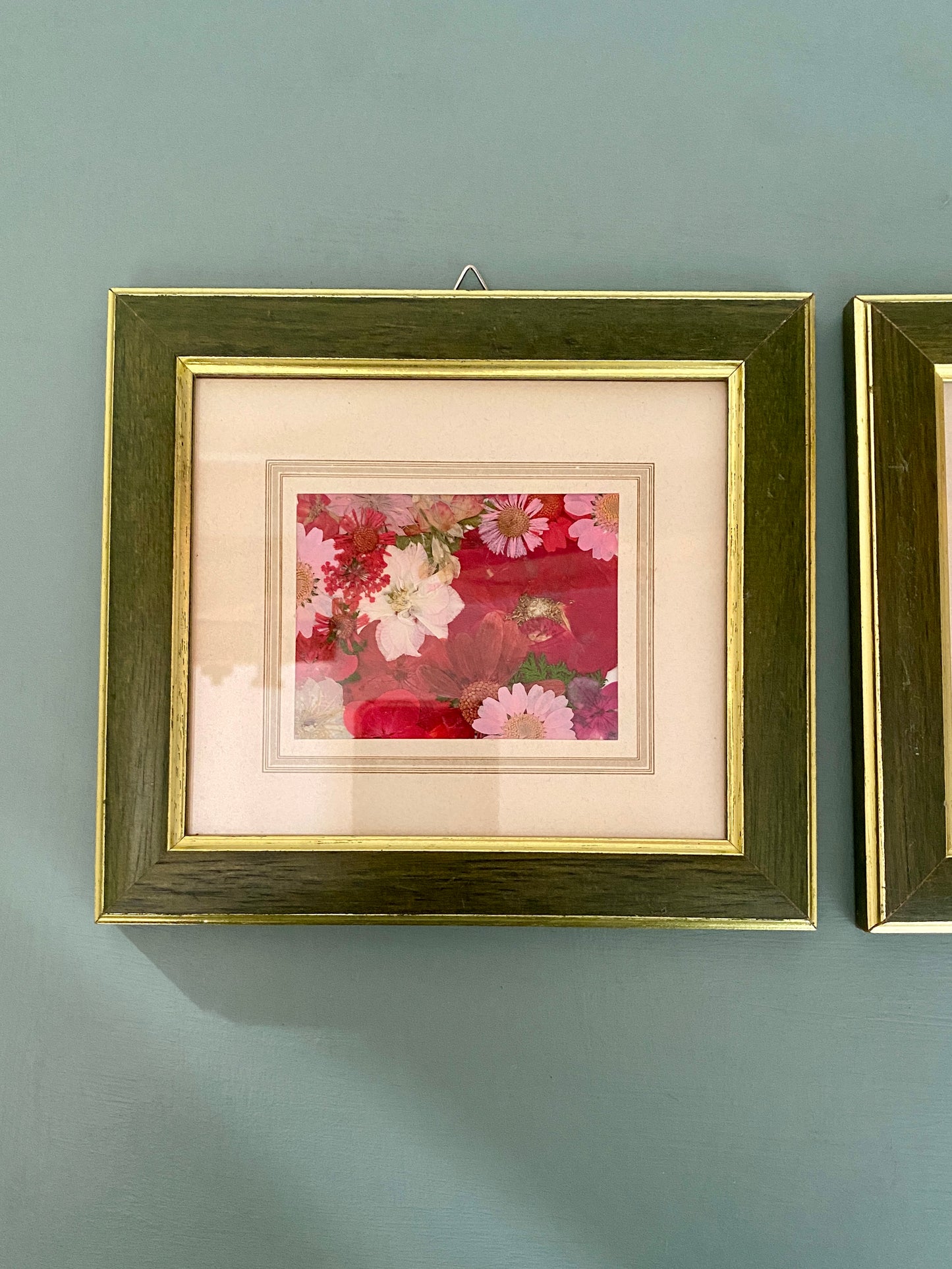 Lot de 2 Cadres vintage et fleurs séchées