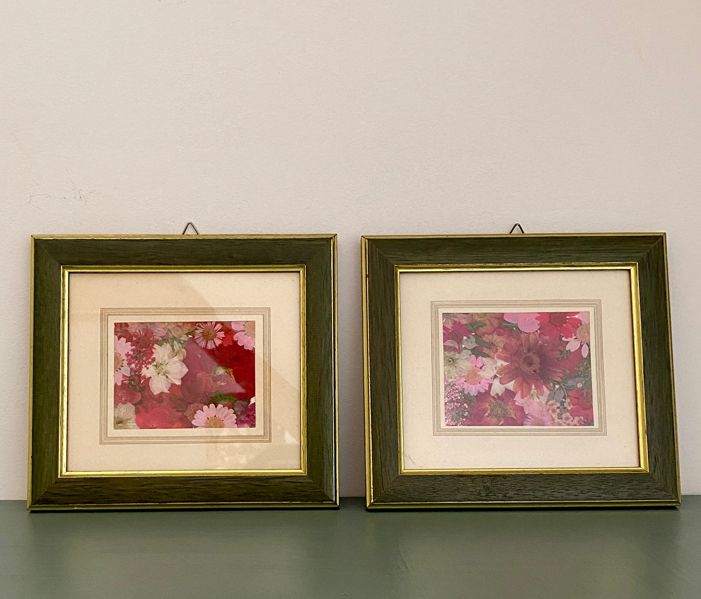 Lot de 2 Cadres vintage et fleurs séchées