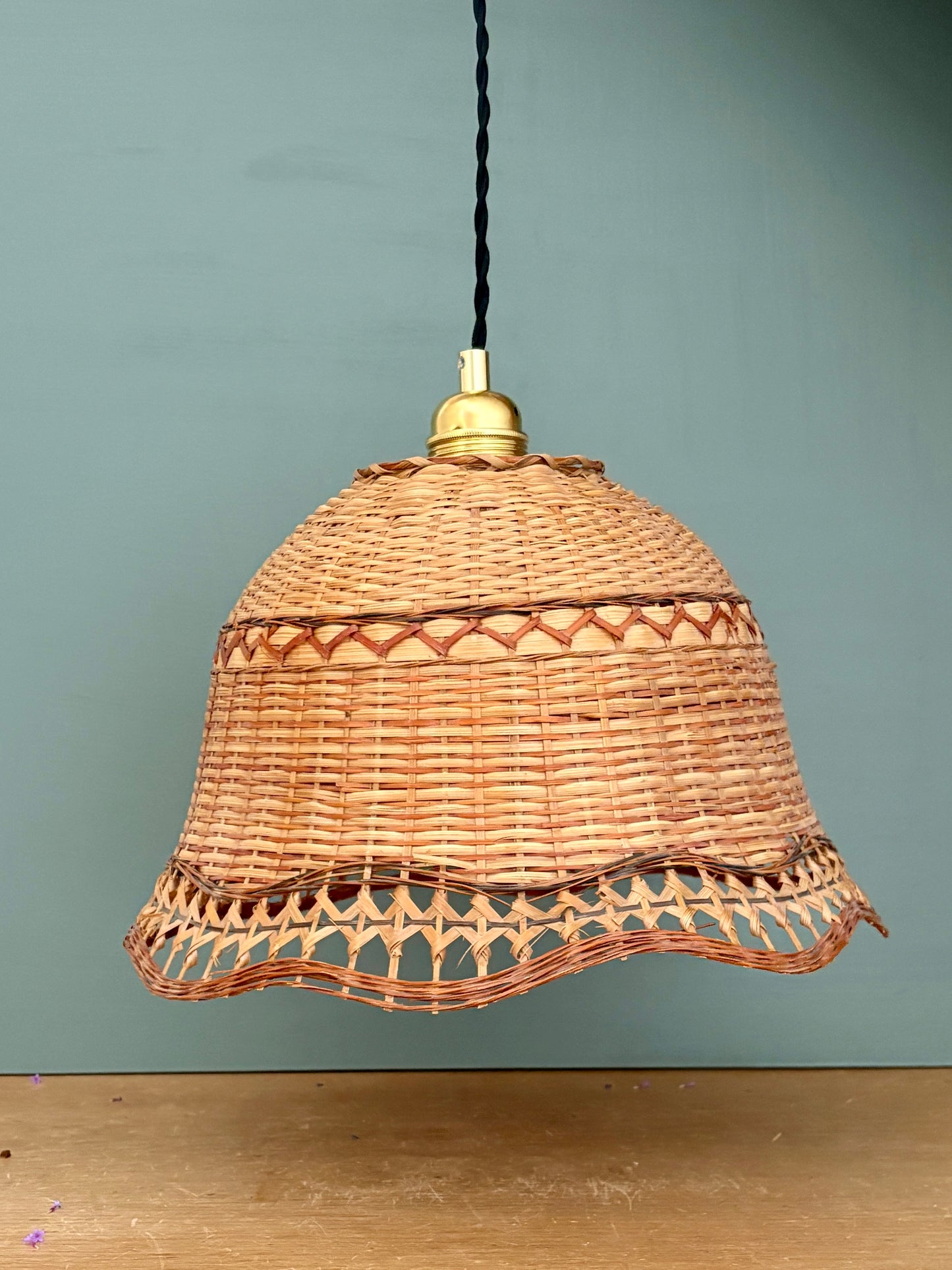 Suspension abat-jour vintage en matières naturelles