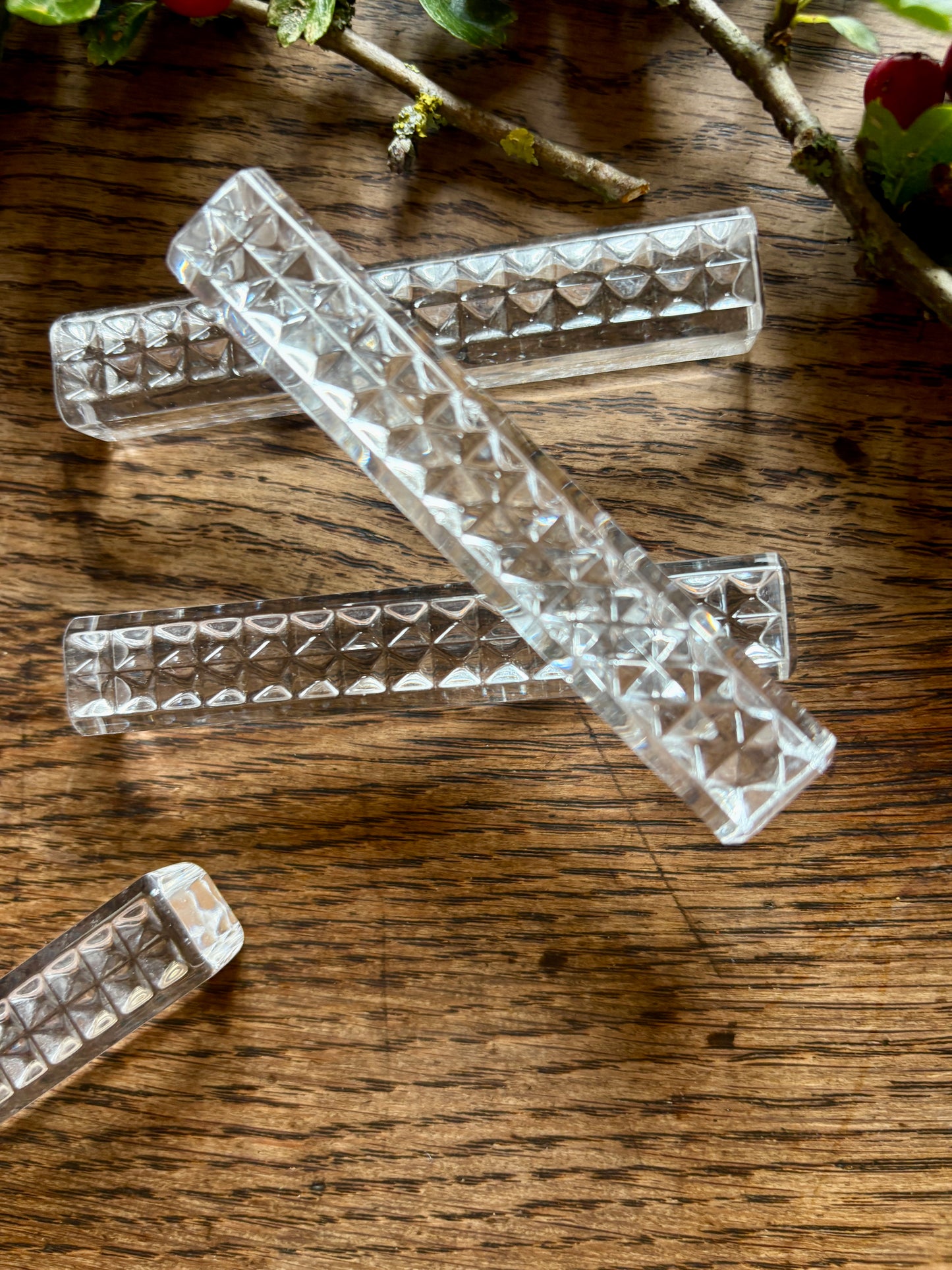 Lot de 11 porte-couteaux vintage en cristal