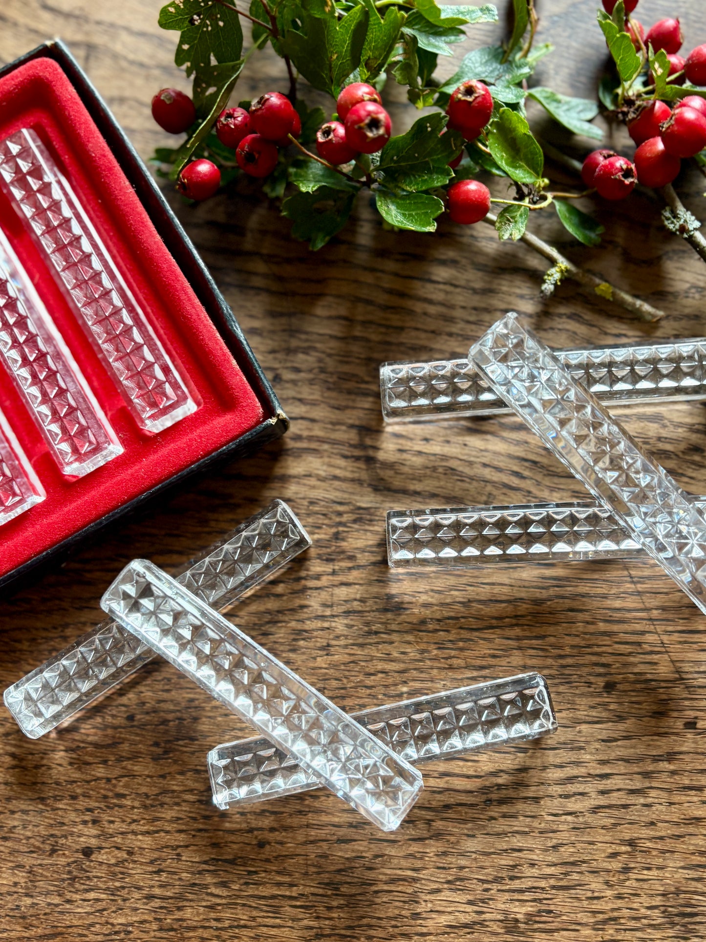 Lot de 11 porte-couteaux vintage en cristal