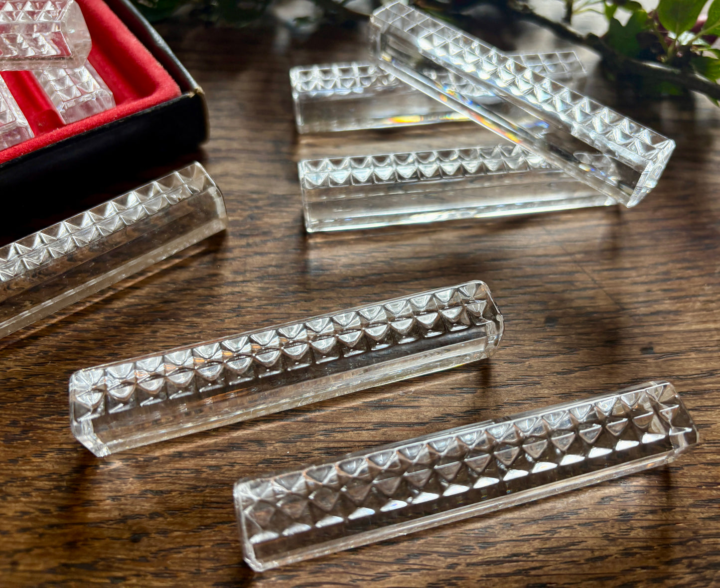 Lot de 11 porte-couteaux vintage en cristal