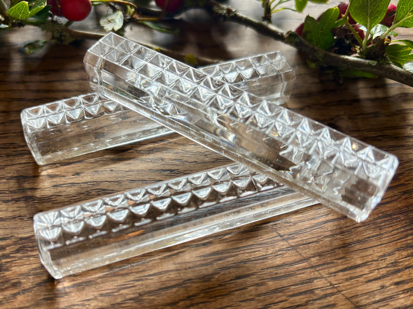 Lot de 11 porte-couteaux vintage en cristal