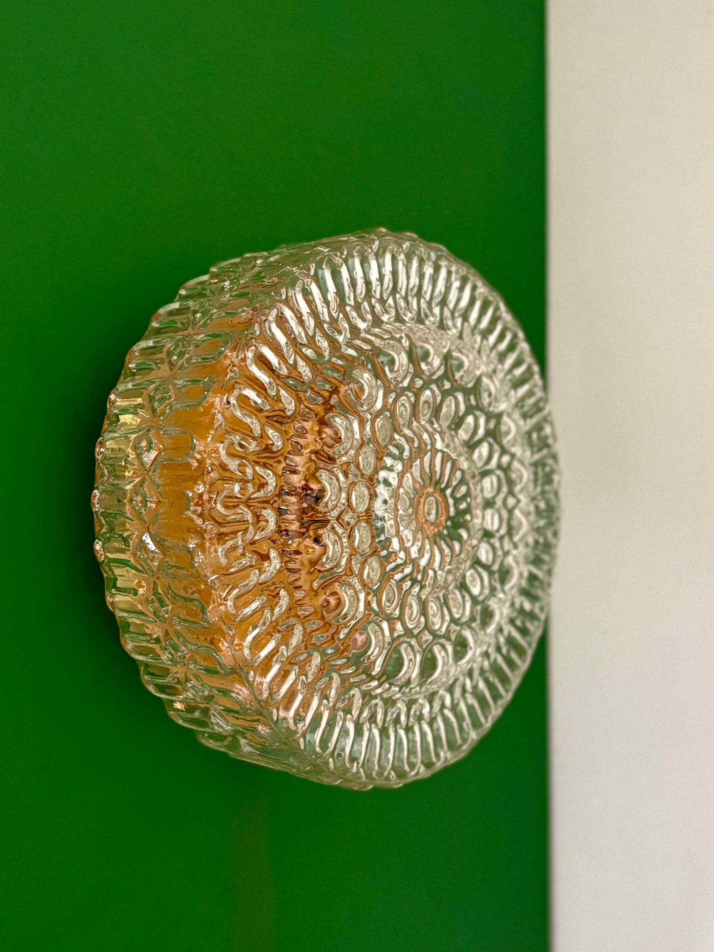 Applique/plafonnier globe vintage en verre moulé (AX3)