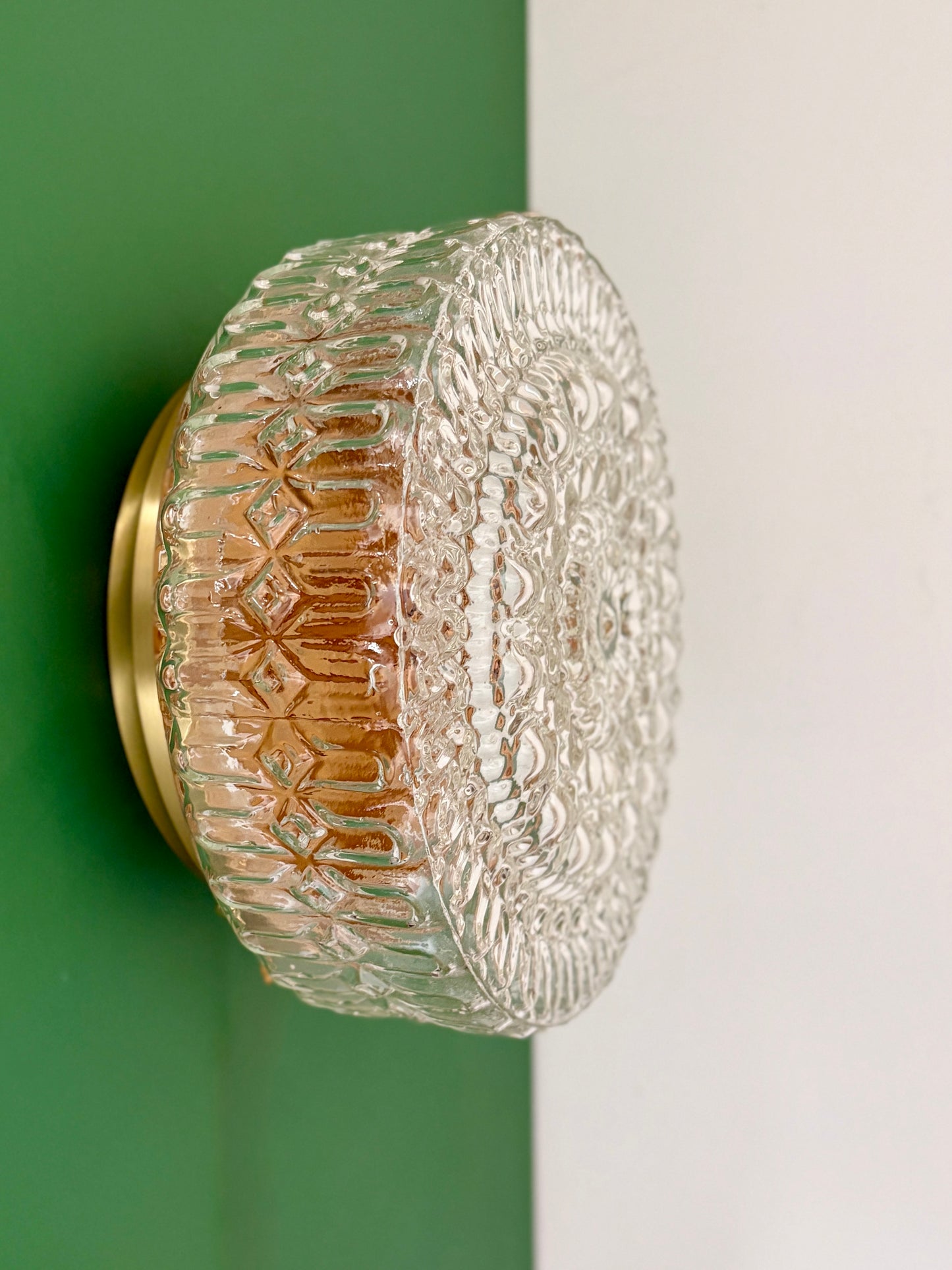 Applique/plafonnier globe vintage en verre moulé (AX3)