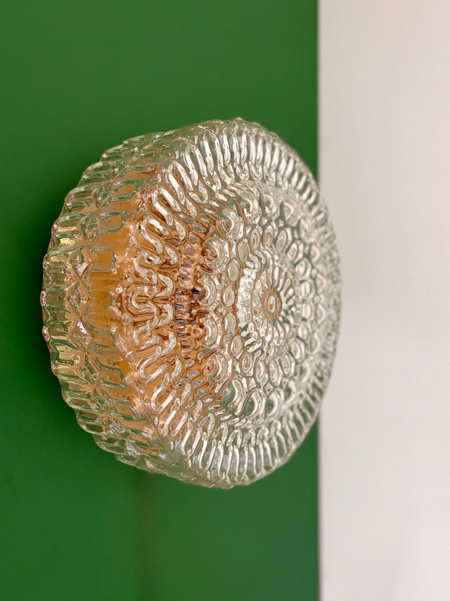 Applique/plafonnier globe vintage en verre moulé (AX3)