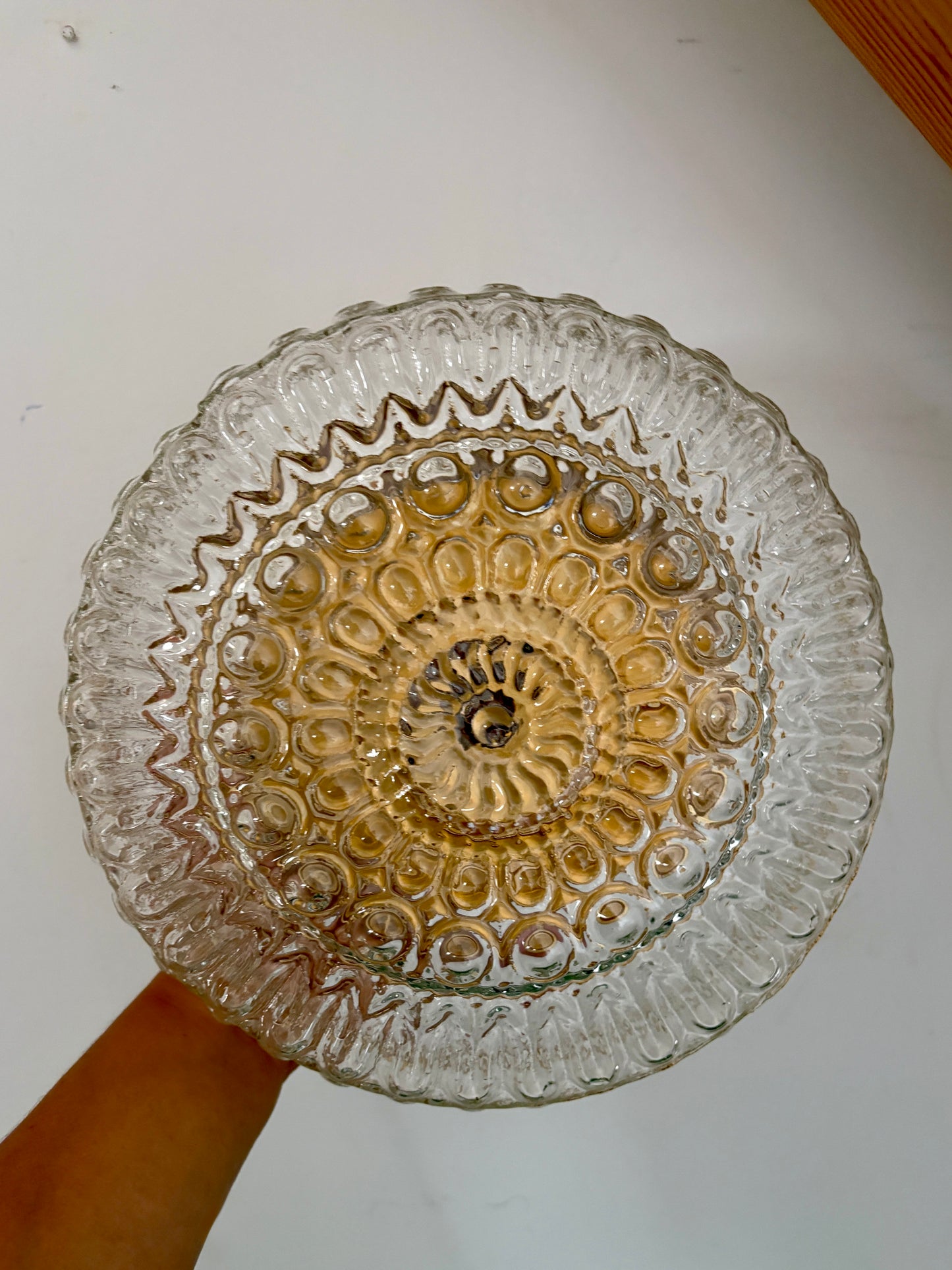 Applique/plafonnier globe vintage en verre moulé (AX3)