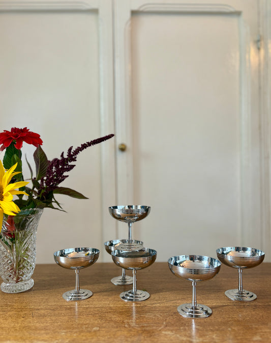 Lot de 6 coupes à dessert vintage en inox