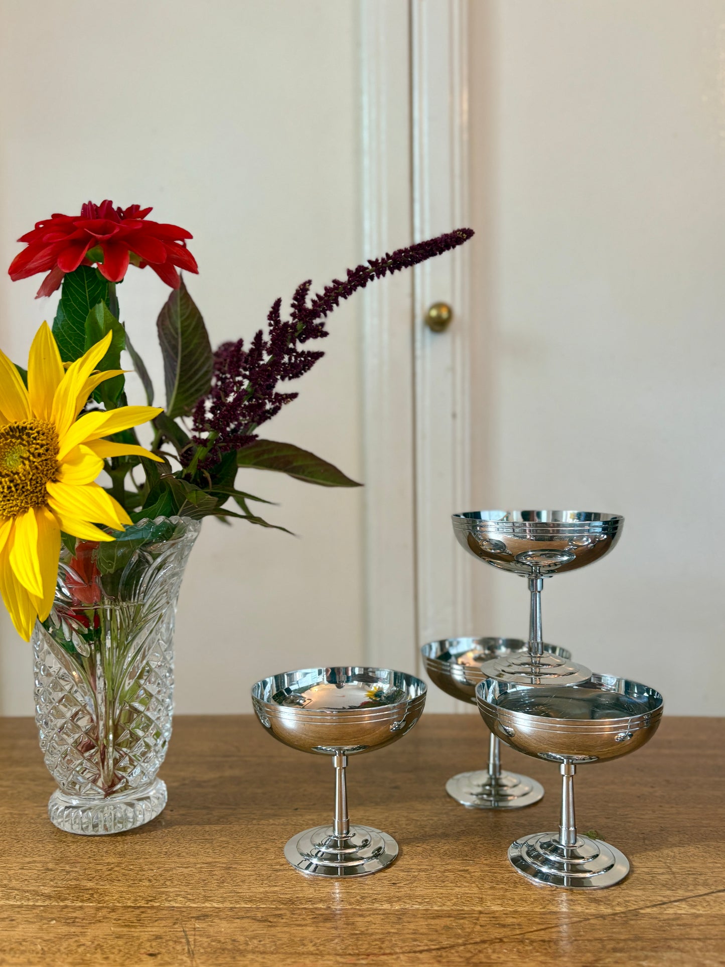 Lot de 6 coupes à dessert vintage en inox