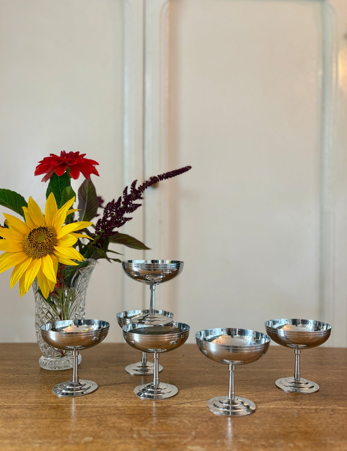 Lot de 6 coupes à dessert vintage en inox