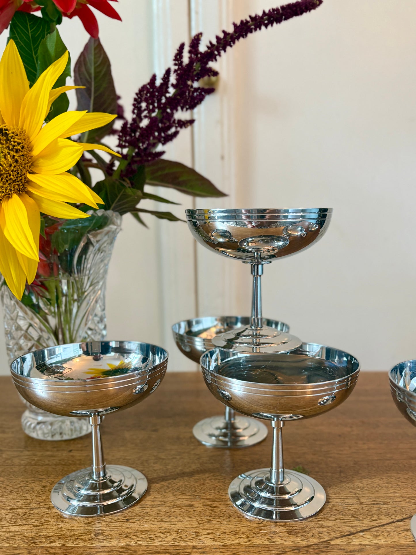 Lot de 6 coupes à dessert vintage en inox