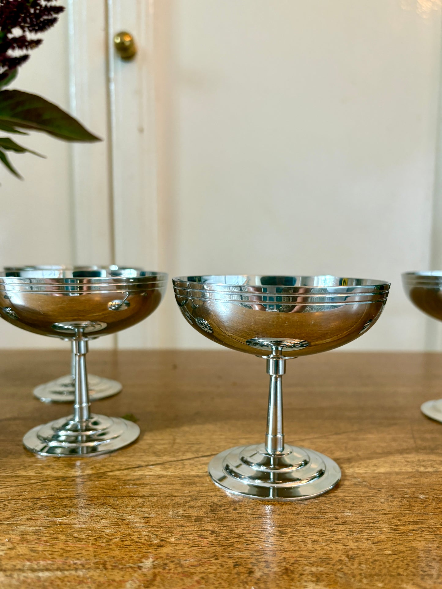 Lot de 6 coupes à dessert vintage en inox