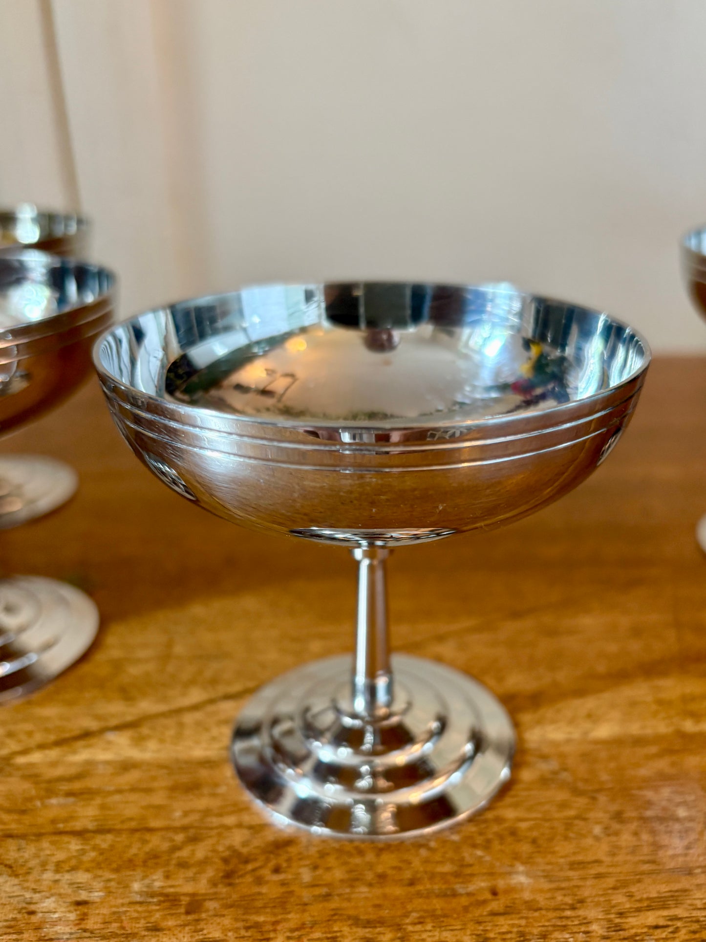 Lot de 6 coupes à dessert vintage en inox