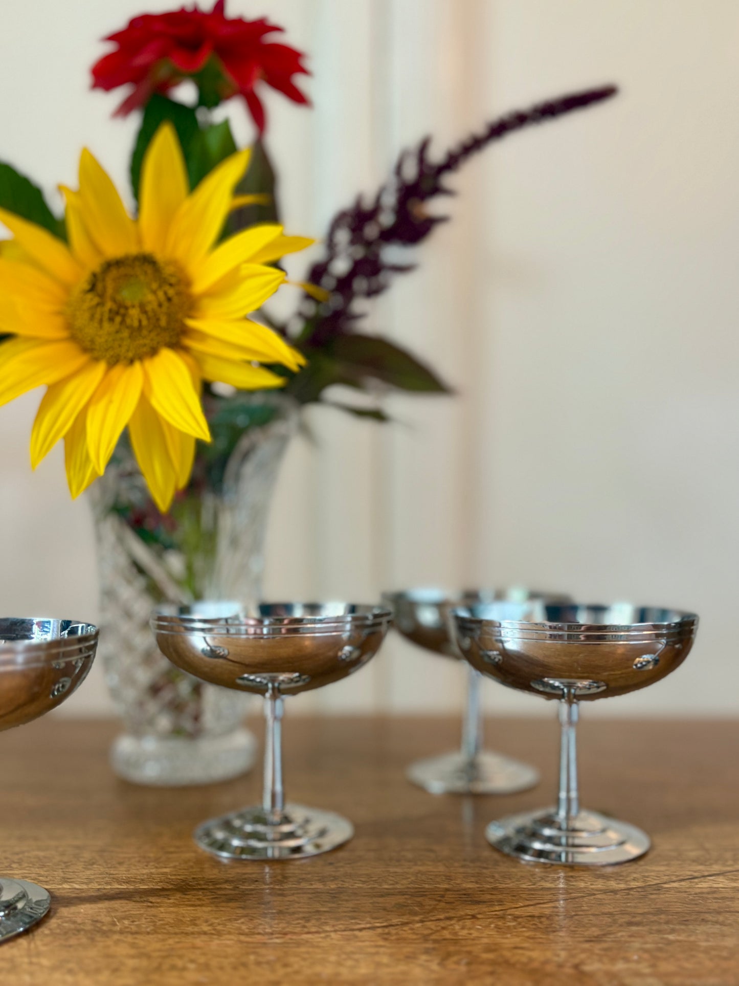 Lot de 6 coupes à dessert vintage en inox