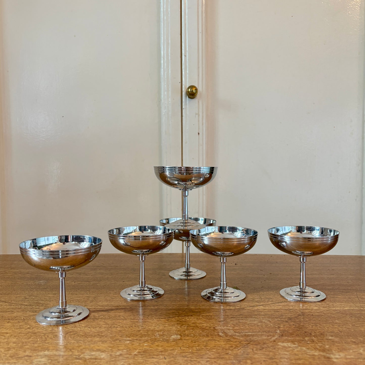 Lot de 6 coupes à dessert vintage en inox