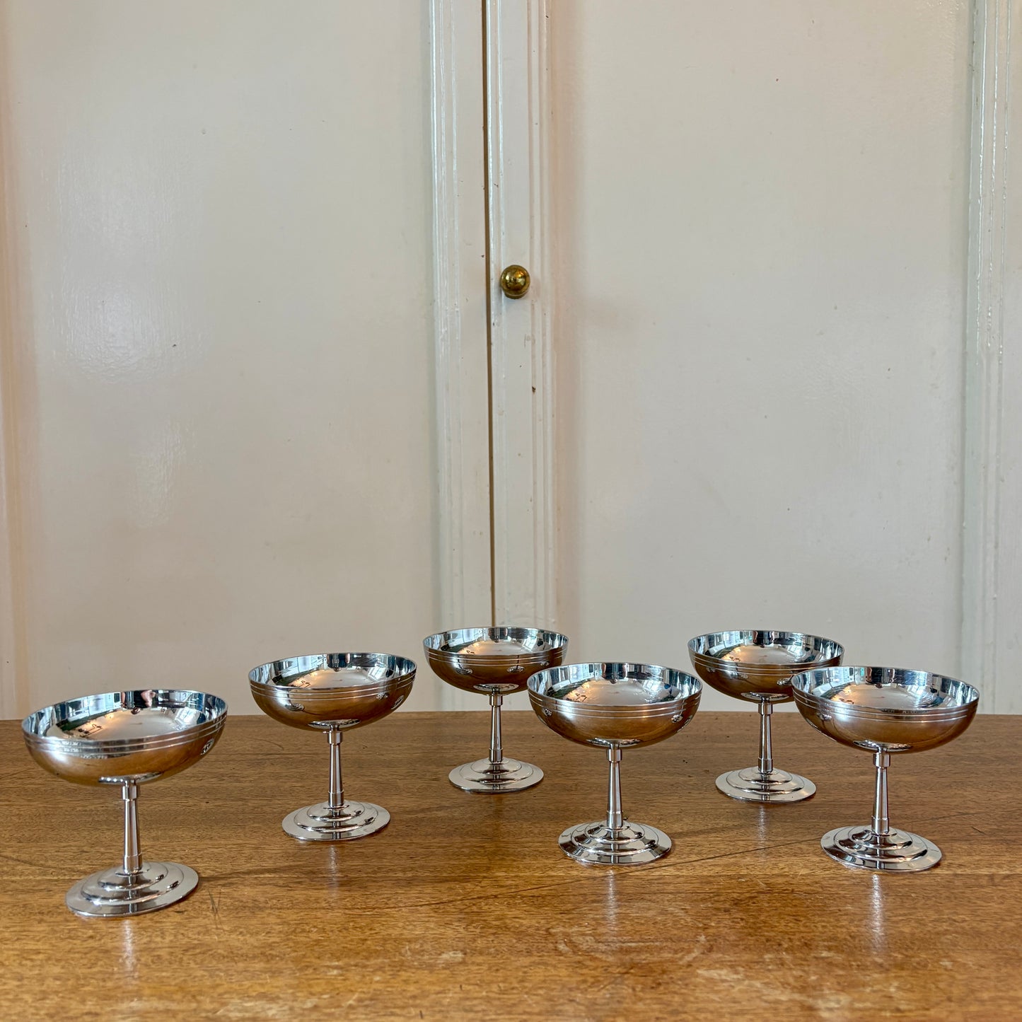 Lot de 6 coupes à dessert vintage en inox