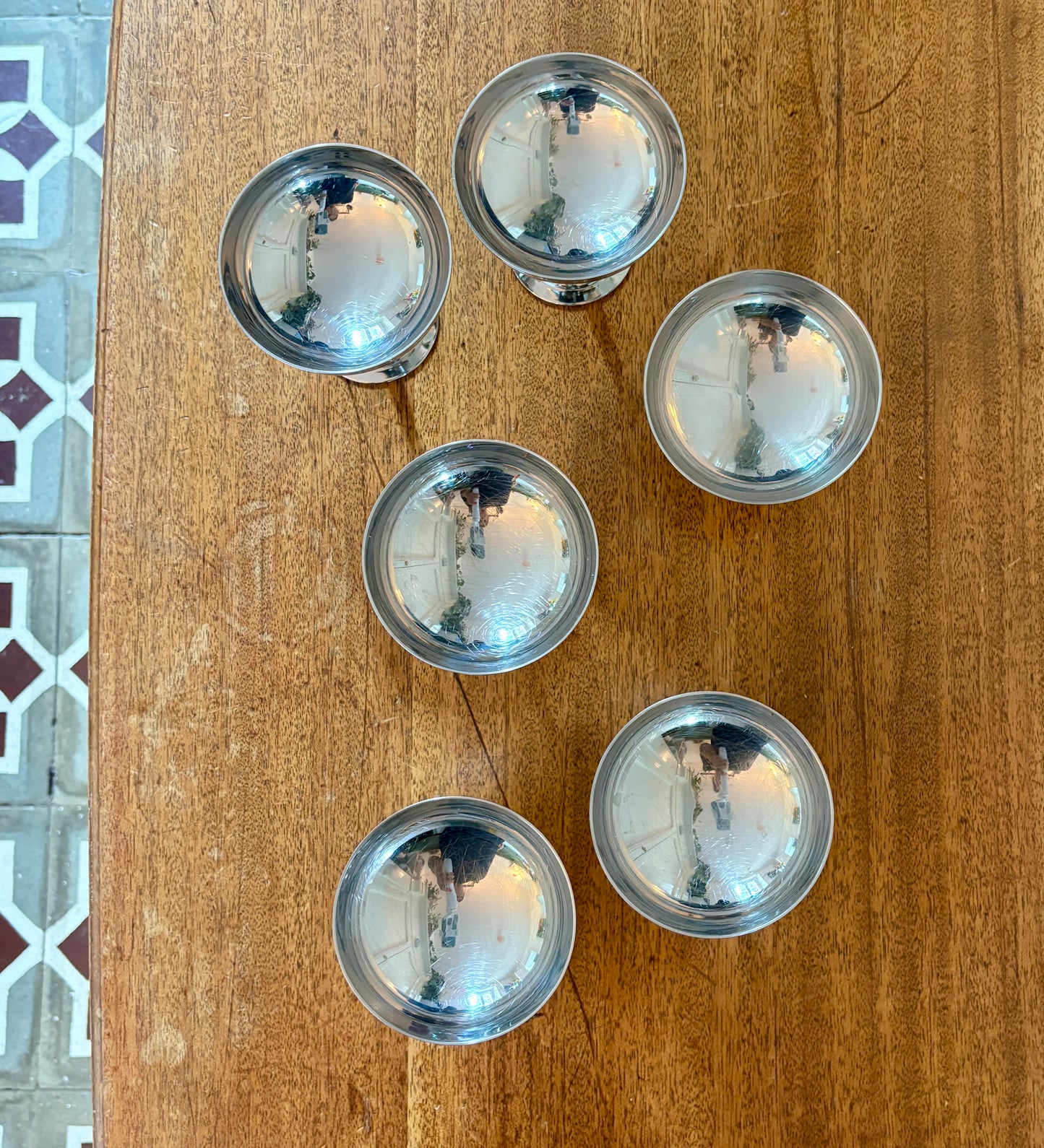 Lot de 6 coupes à dessert vintage en inox