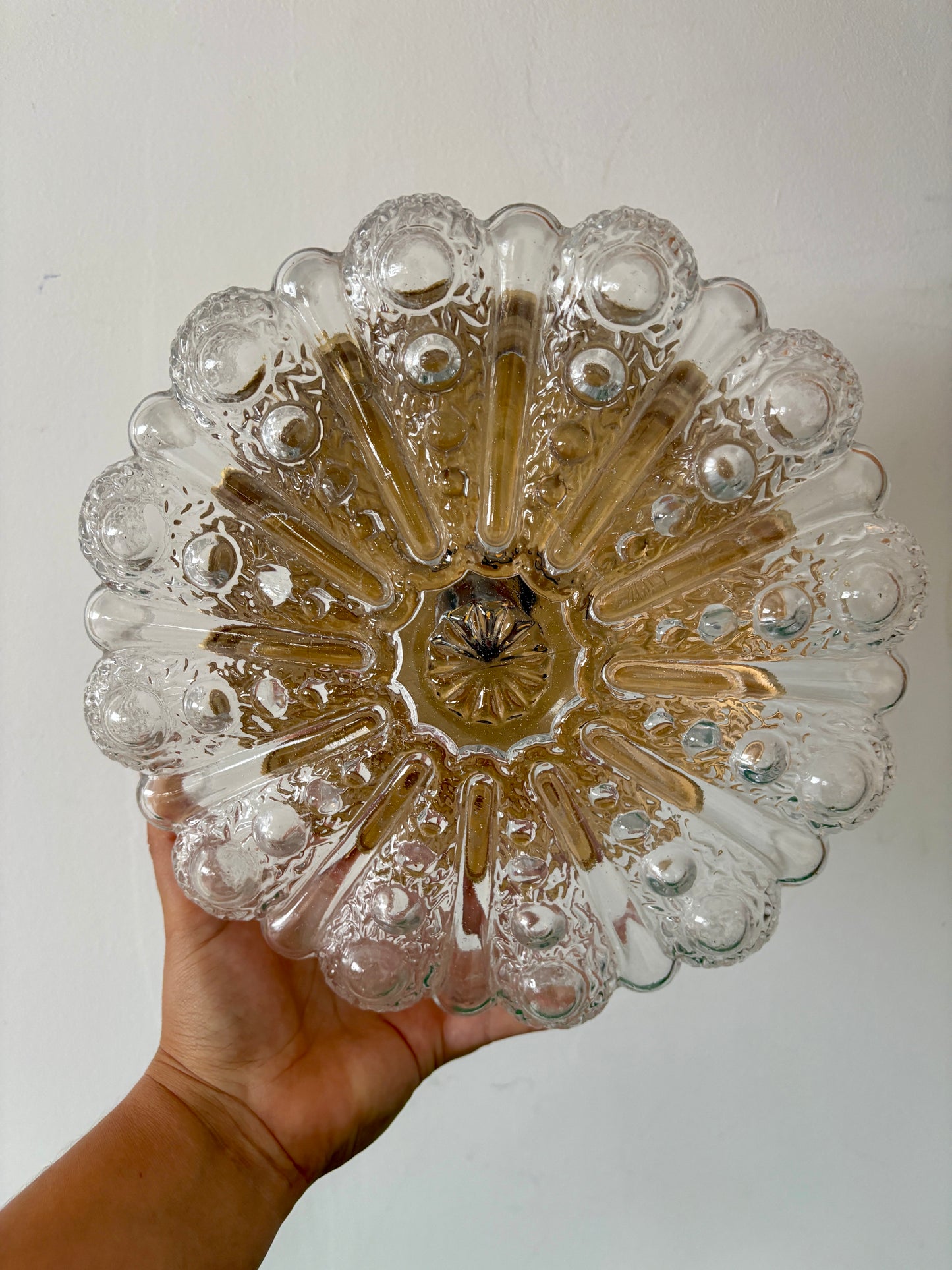 Applique/plafonnier globe vintage en verre moulé  (AX5)
