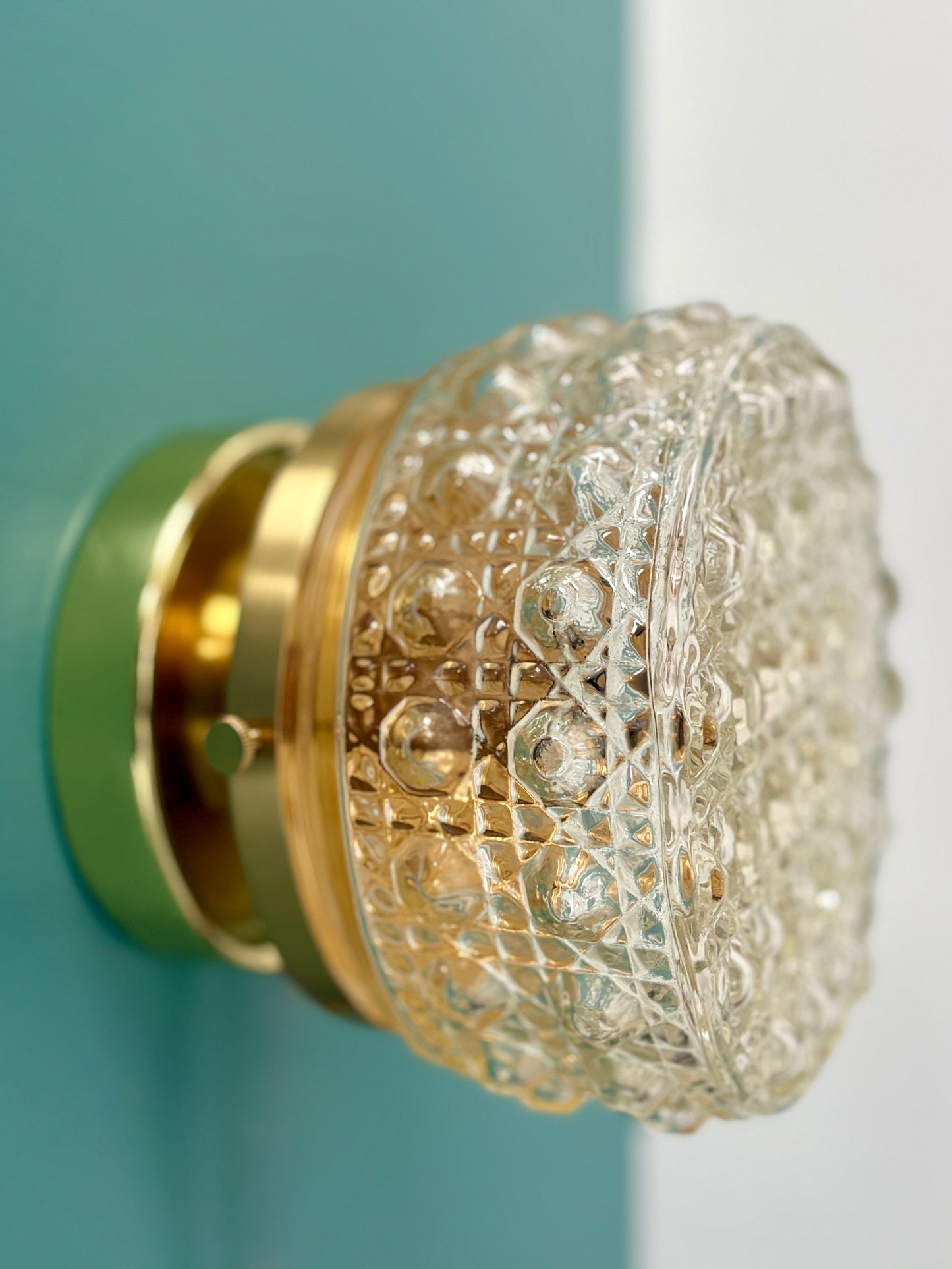 Applique/plafonnier globe vintage en verre moulé (PLAF02)