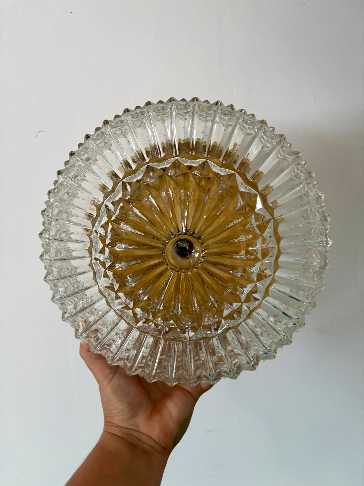 Applique/plafonnier globe vintage en verre moulé  (AX6)