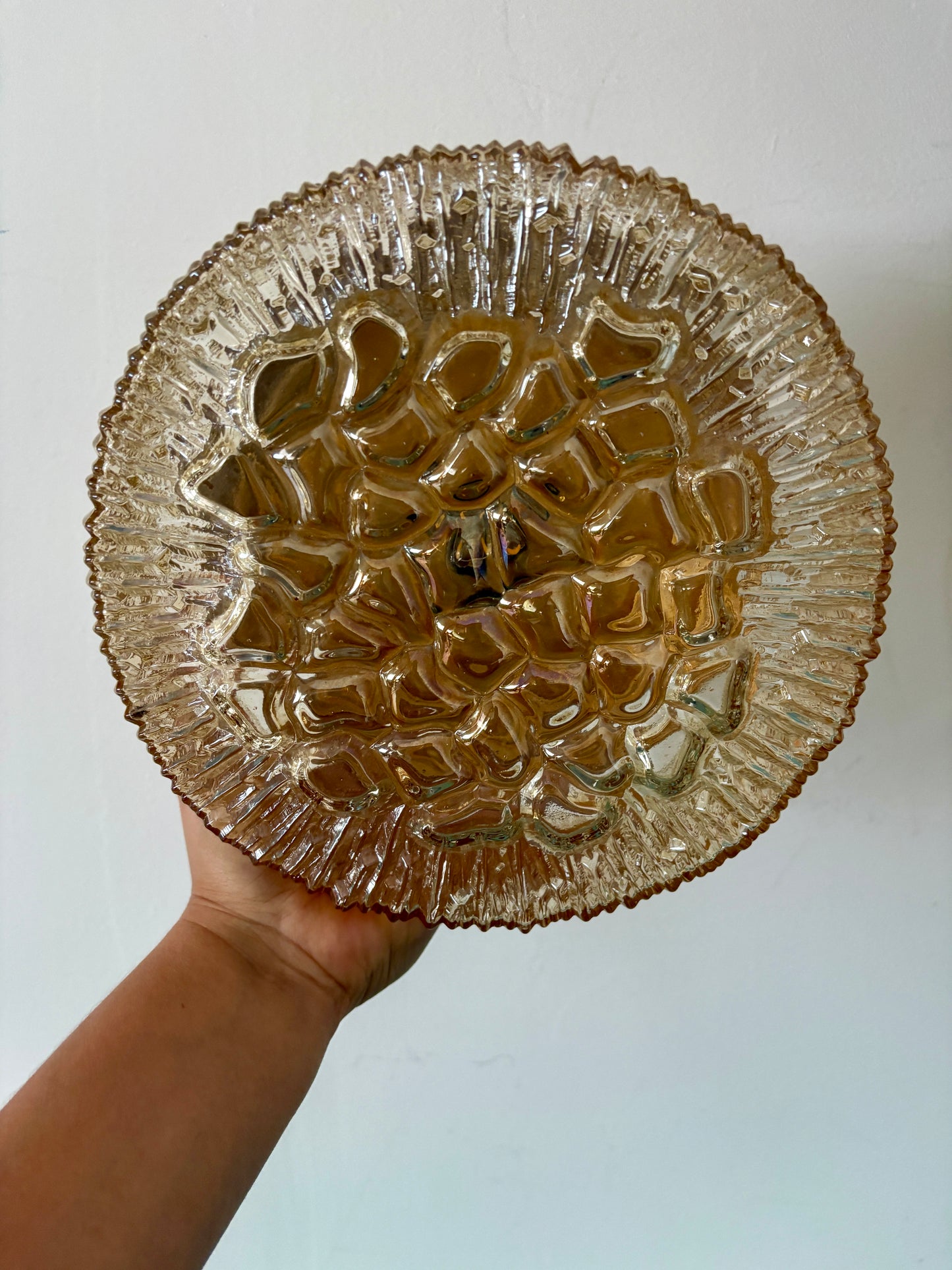 Applique/plafonnier globe vintage en verre ambré (AX7)