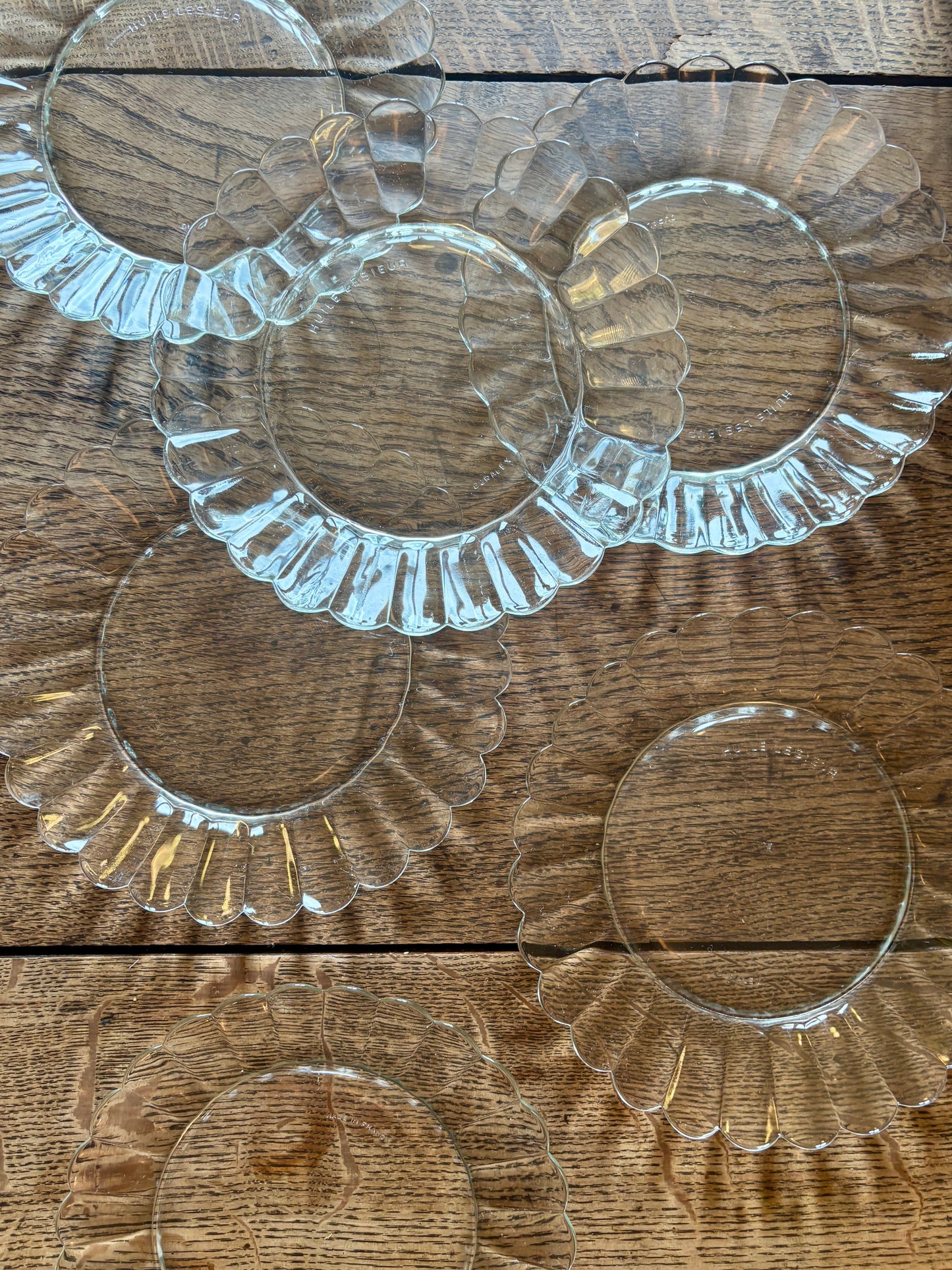 Service à dessert vintage en verre transparent